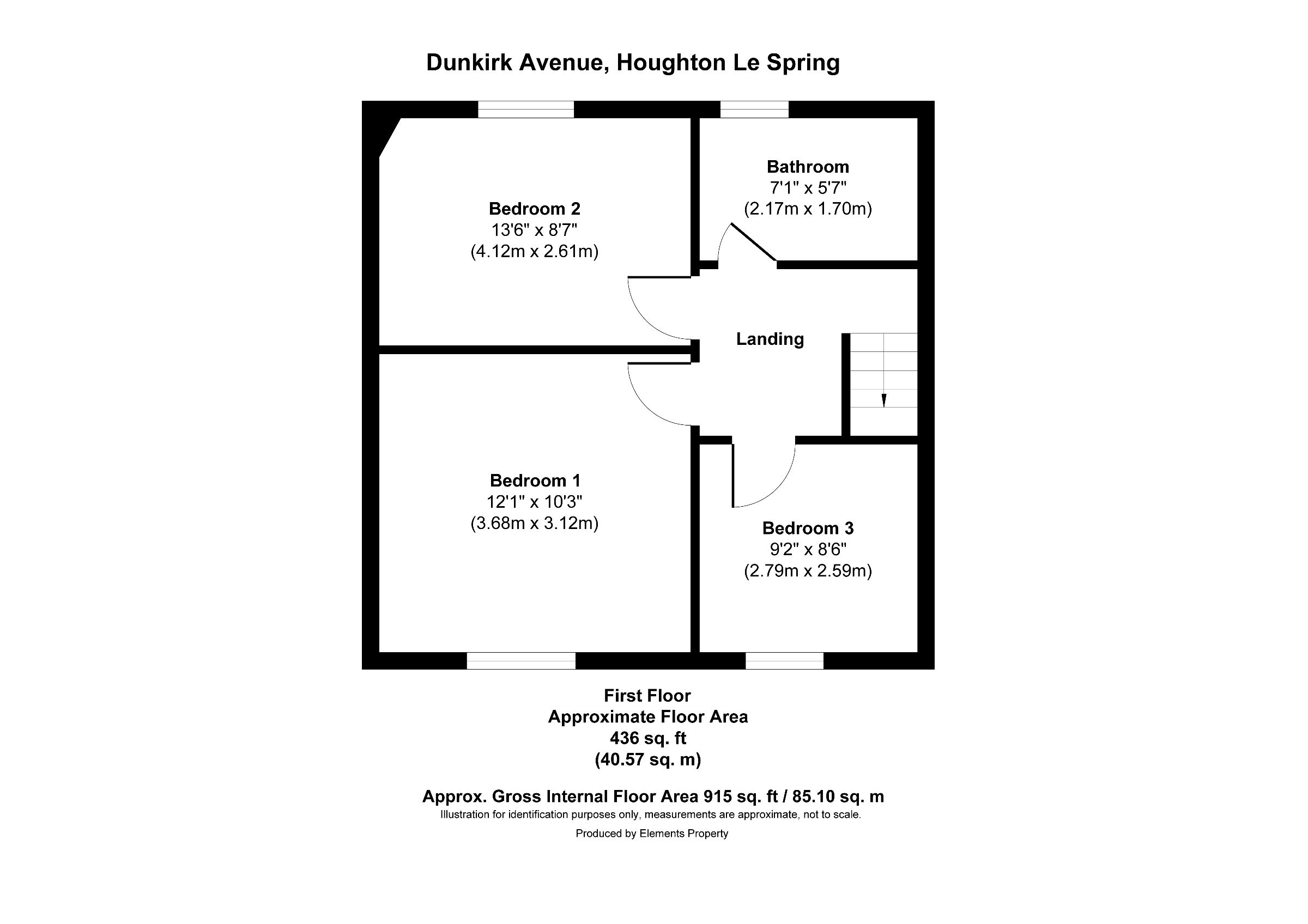 3 bed semi-detached house for sale in Dunkirk Avenue, Houghton le Spring - Property floorplan