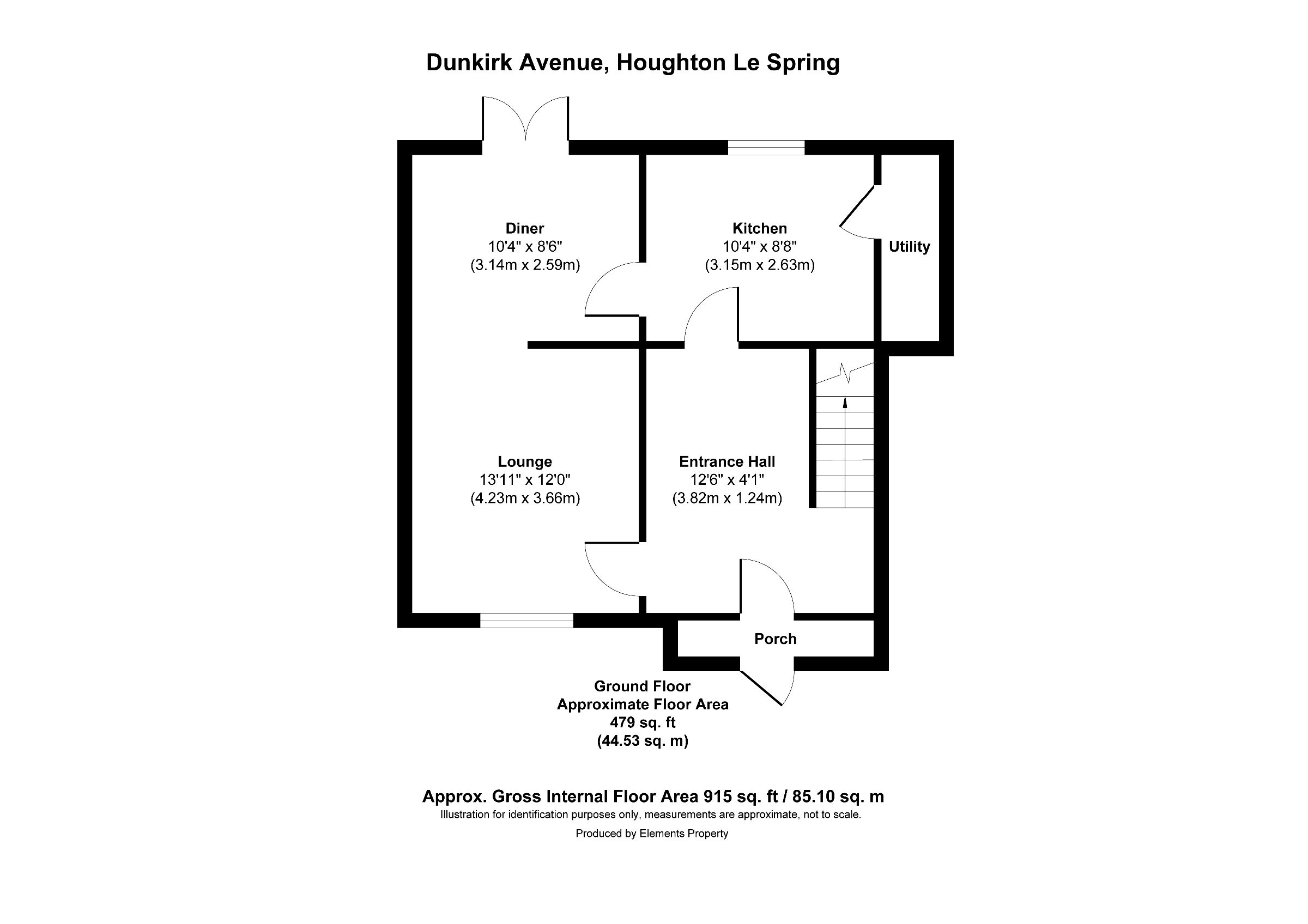 3 bed semi-detached house for sale in Dunkirk Avenue, Houghton le Spring - Property floorplan