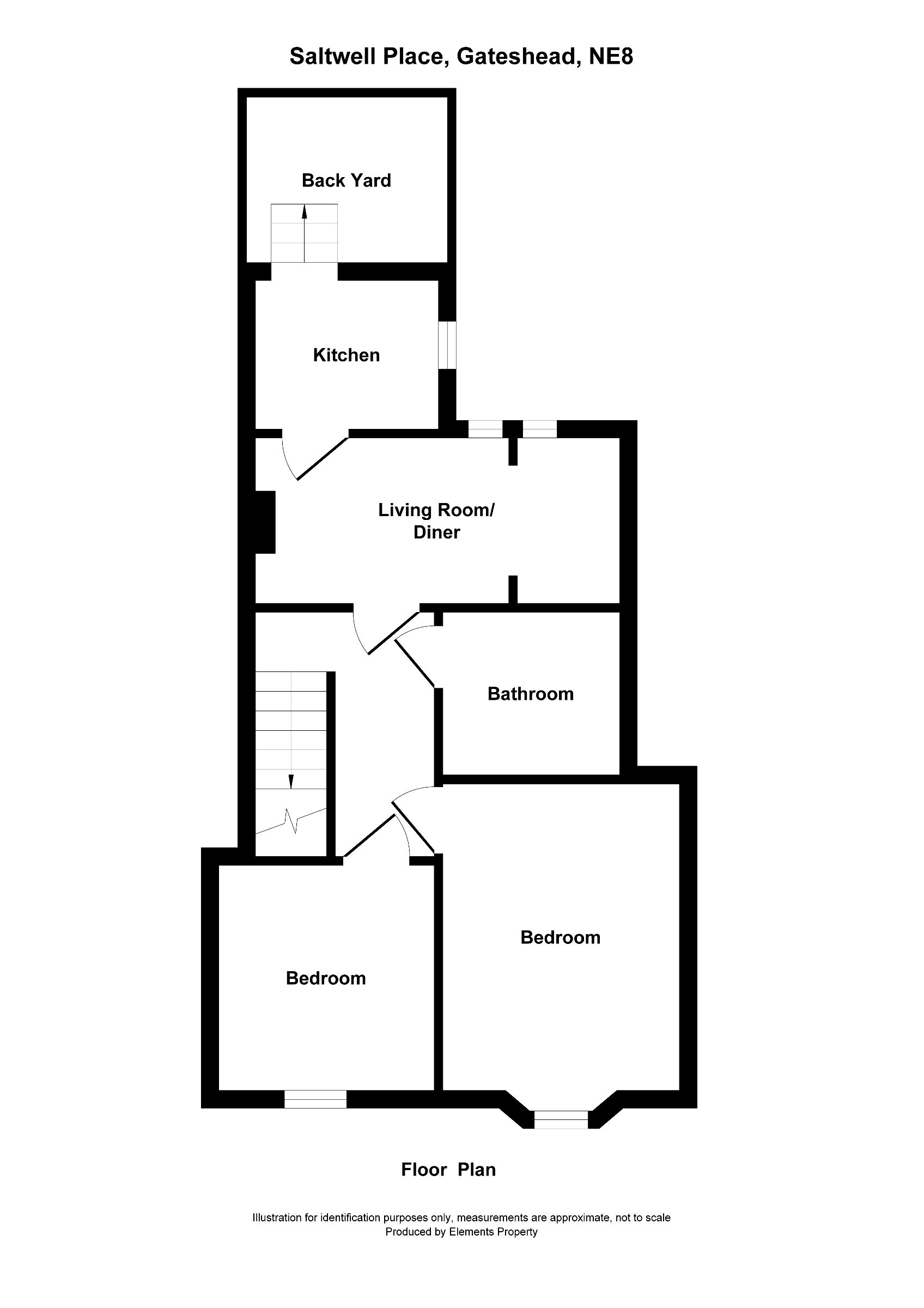 2 bed flat to rent in Saltwell Place, Gateshead - Property floorplan