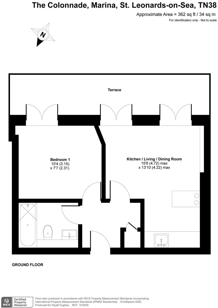 1 bed flat for sale in Marina, St. Leonards-On-Sea - Property Floorplan