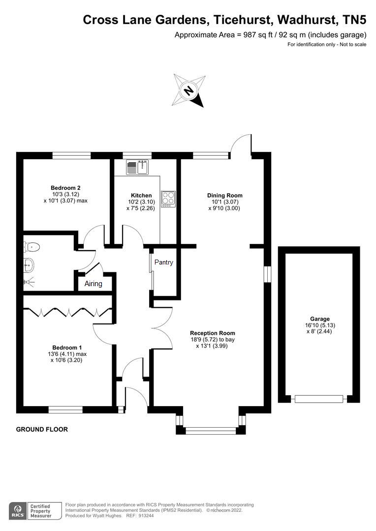 2 bed semi-detached bungalow for sale in Cross Lane Gardens, Ticehurst - Property Floorplan