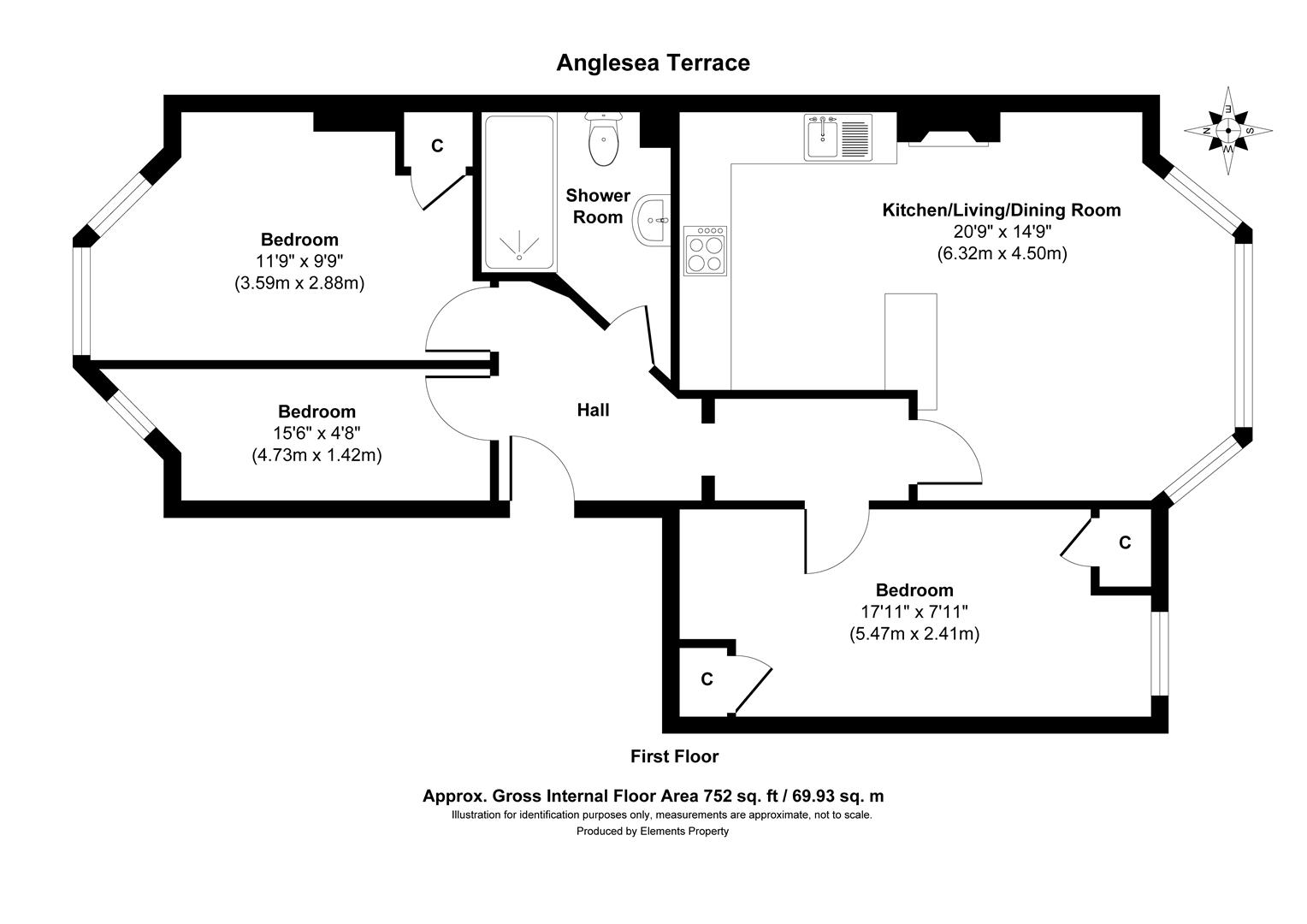 3 bed flat for sale in Anglesea Terrace, St. Leonards-On-Sea - Property Floorplan