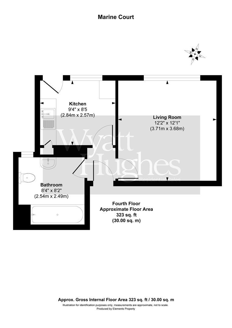 Studio flat for sale in Marine Court, St. Leonards-On-Sea - Property Floorplan