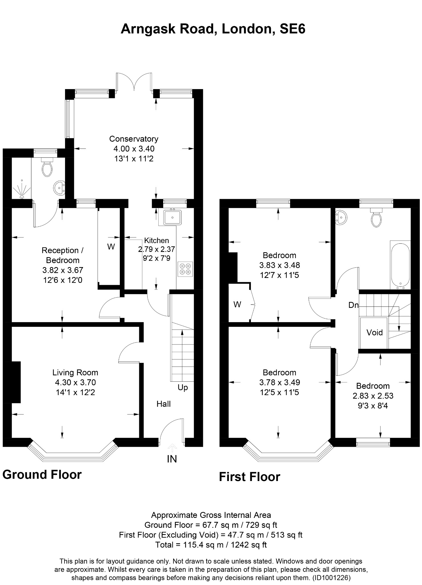 3 bed end of terrace house for sale in Arngask Road, London - Property floorplan