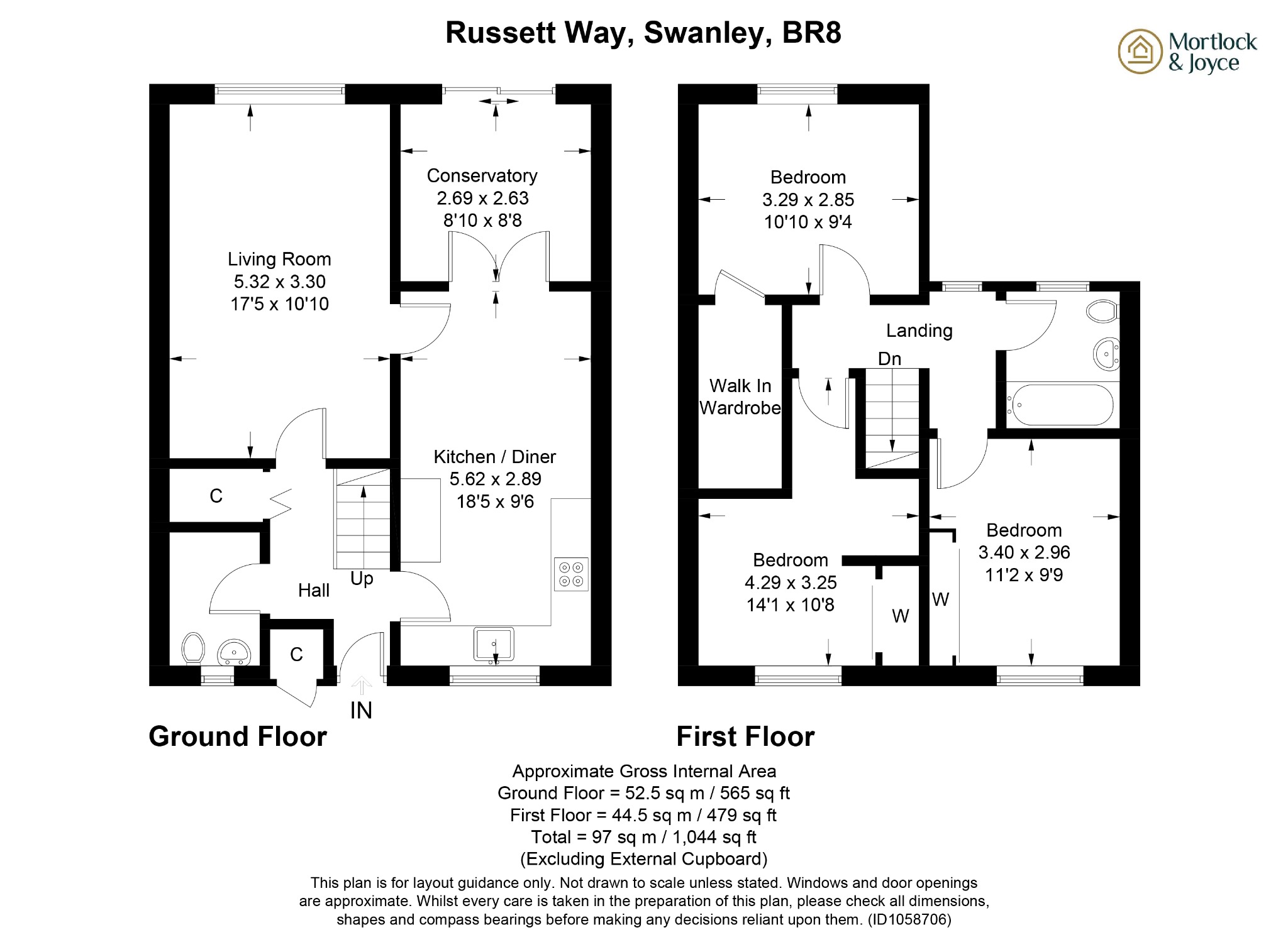 3 bed end of terrace house for sale in Russett Way - Property floorplan