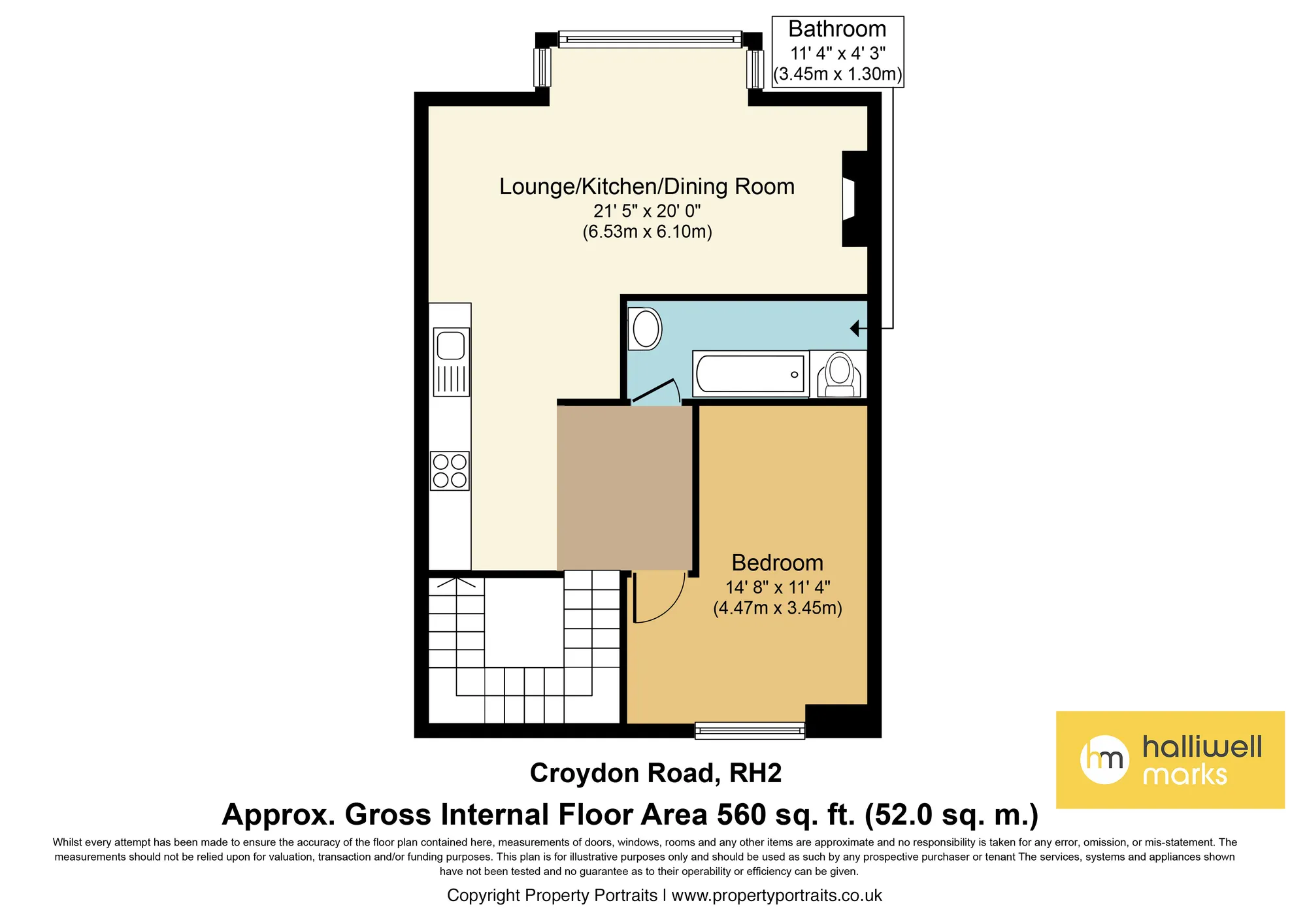 1 bed flat for sale in Croydon Road, Reigate - Property Floorplan