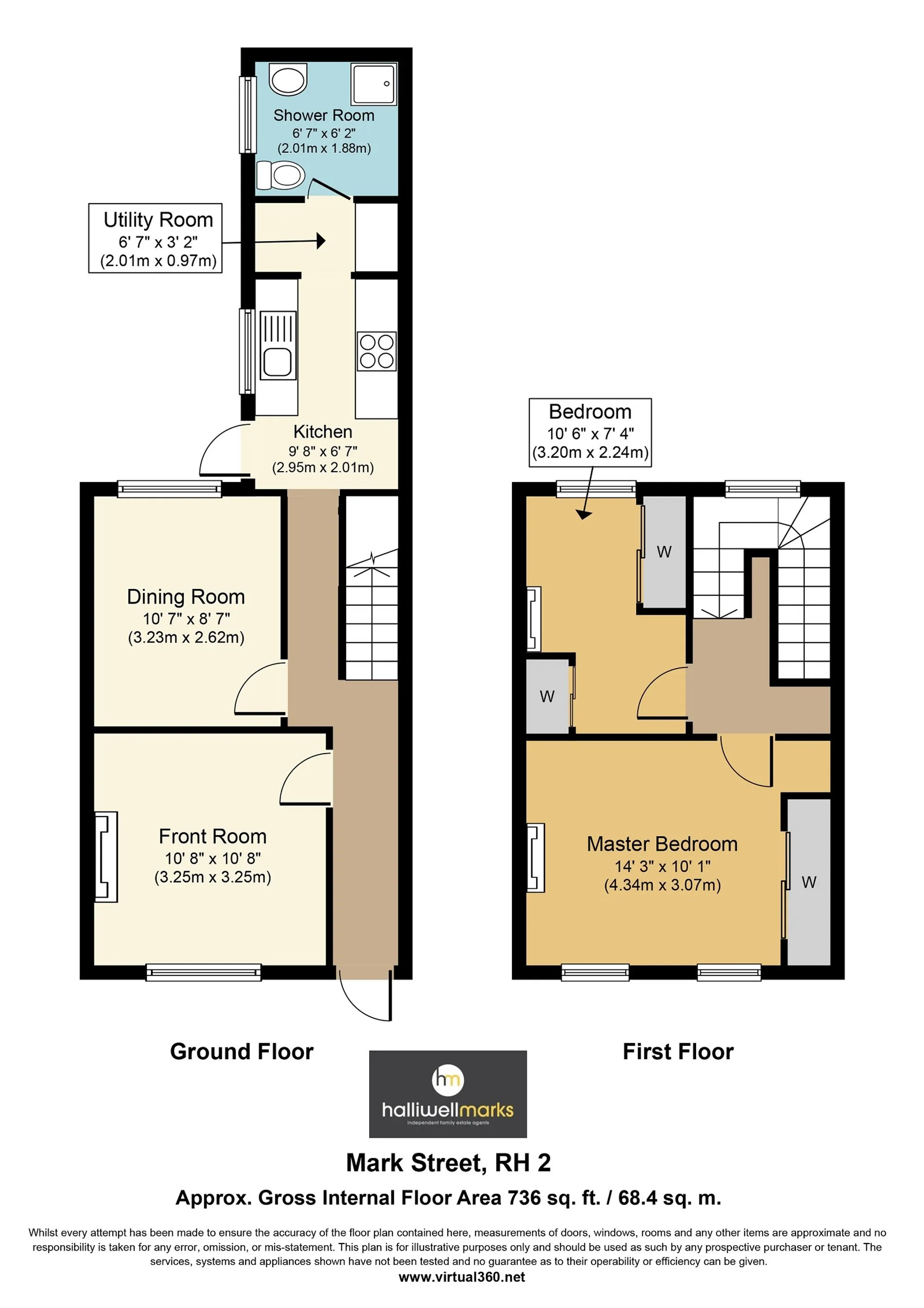 2 bed mid-terraced house to rent in Mark Street, Reigate - Property Floorplan