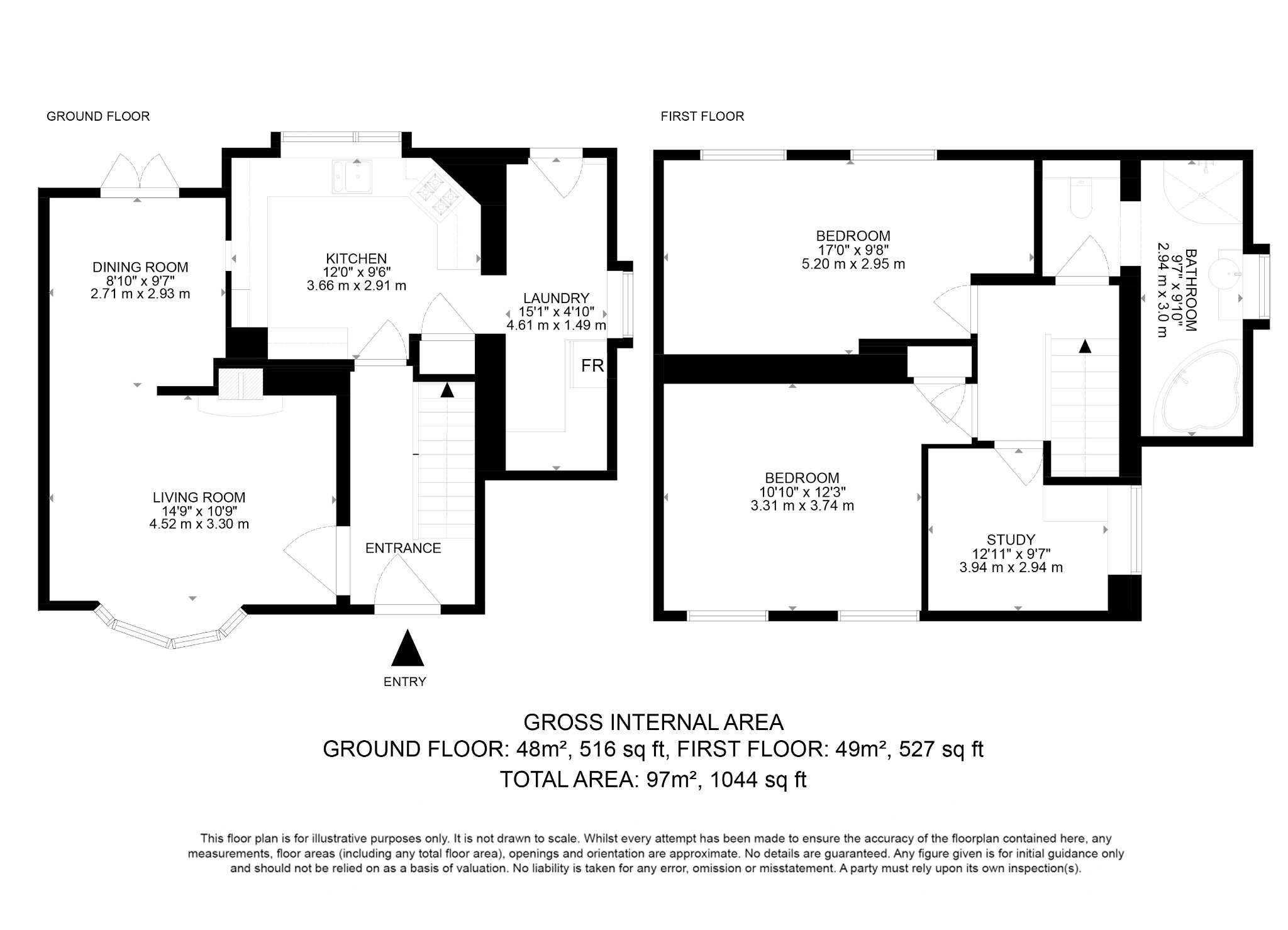 3 bed semi-detached house for sale in Carr Lane, Pontefract - Property floorplan