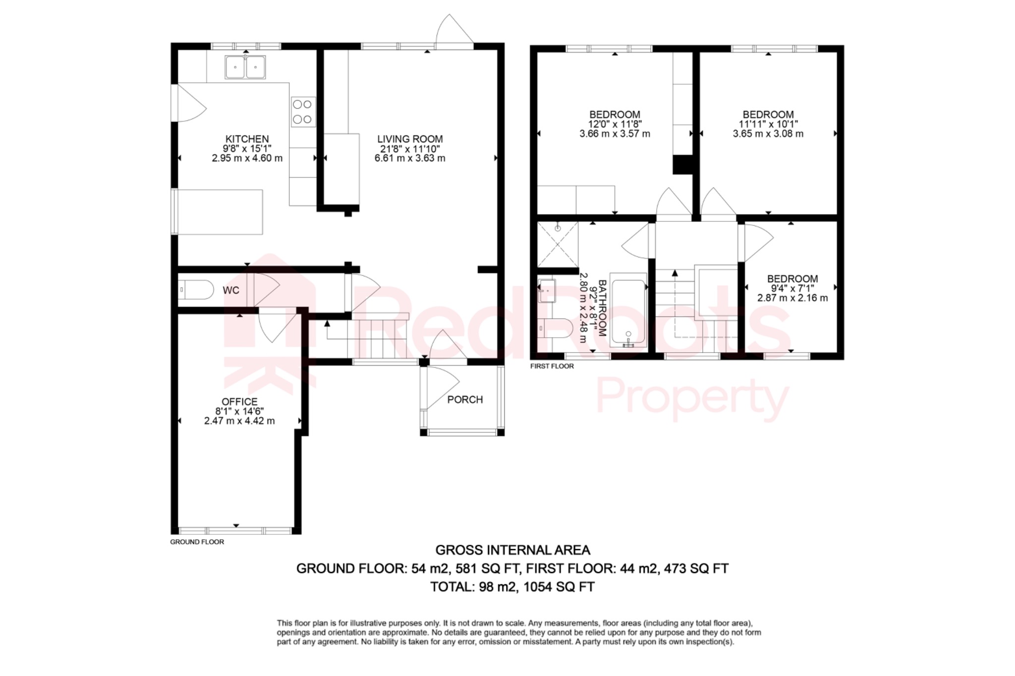 3 bed detached house for sale in Carr View, Pontefract - Property floorplan