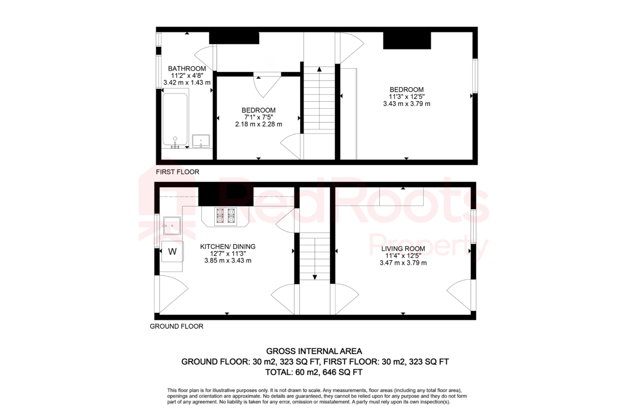 2 bed terraced house for sale in Westgate Lane, Wakefield - Property floorplan