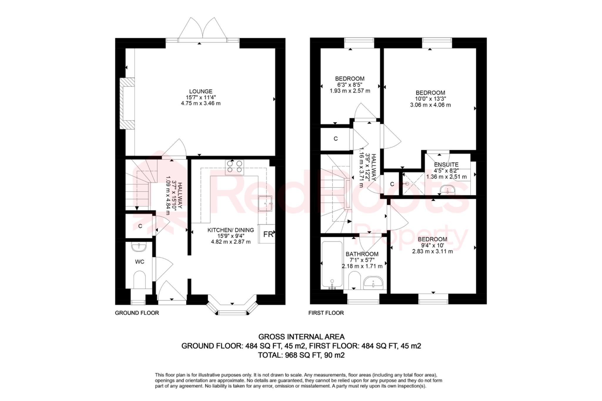 3 bed end of terrace house for sale in Chantry Gardens, Pontefract - Property floorplan