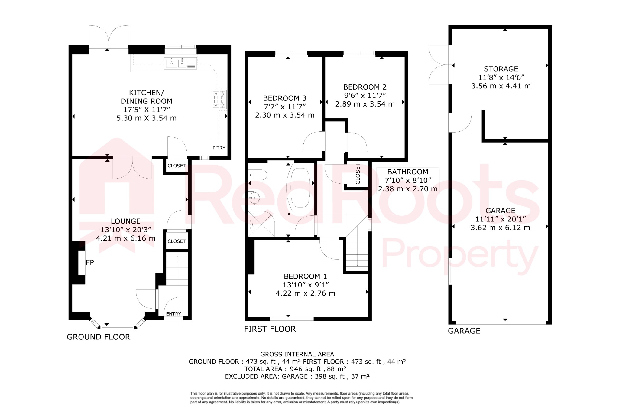 3 bed semi-detached house for sale in Kingsley Avenue, Doncaster, South Yorkshire, DN5 - Property floorplan