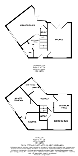 3 bed link detached house for sale in Trent Vale, Stoke-on-Trent - Property floorplan