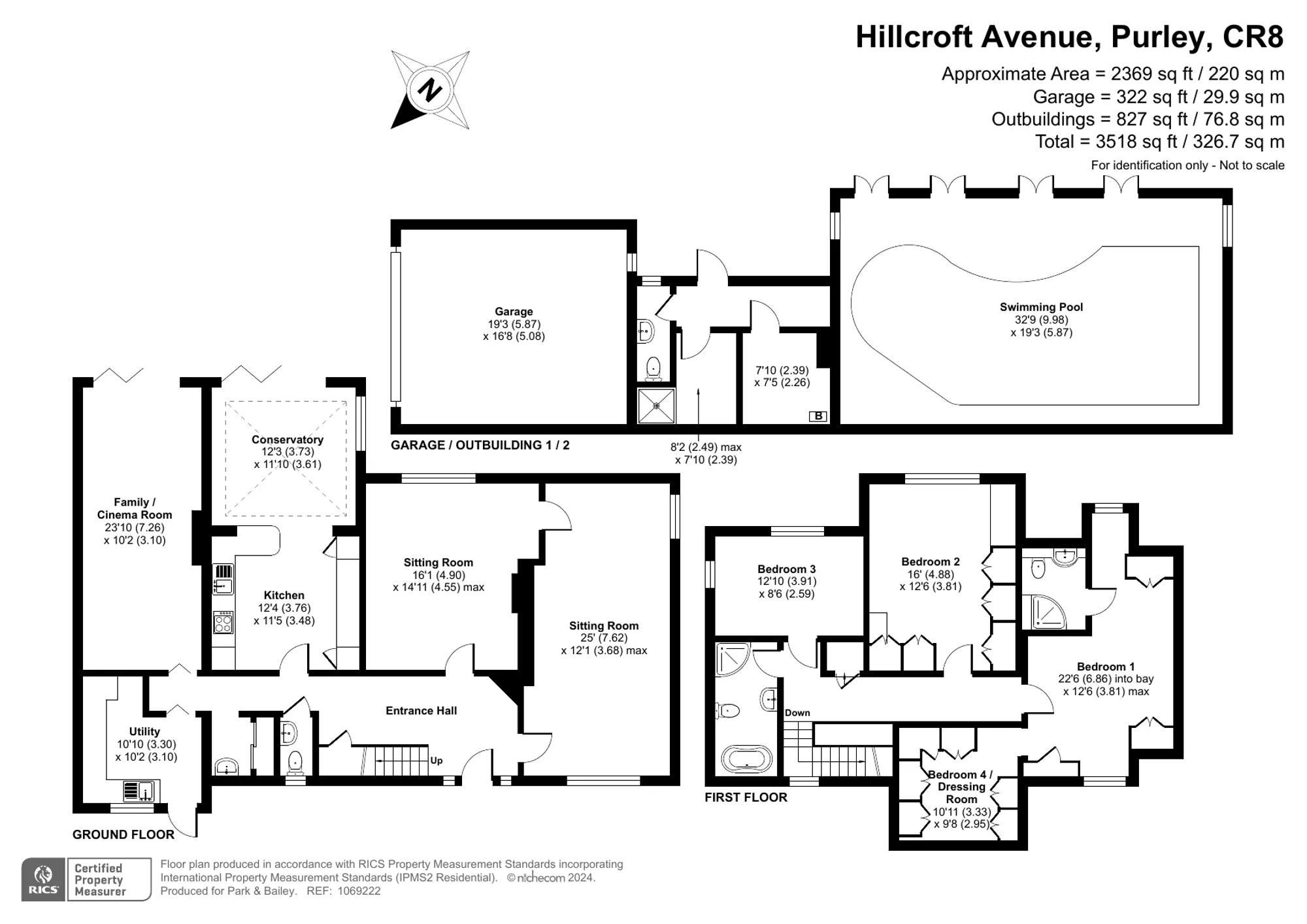 4 bed detached house for sale in Hillcroft Avenue, Purley - Property floorplan