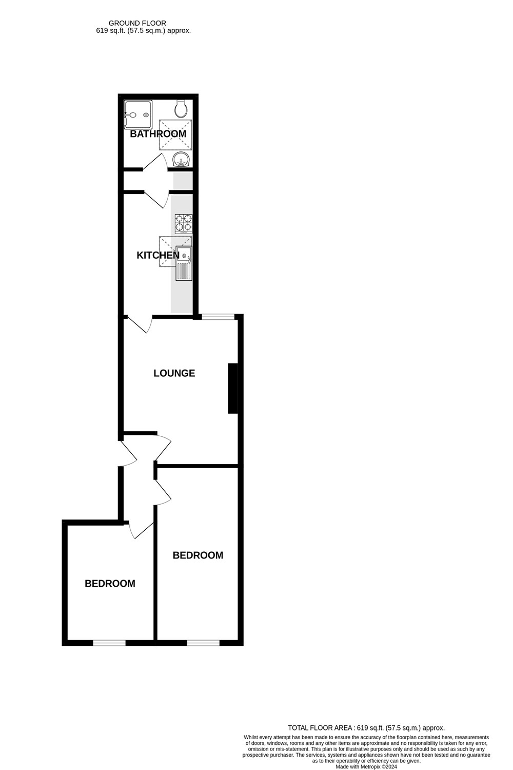 2 bed to rent in Brighton Road, Purley - Property floorplan
