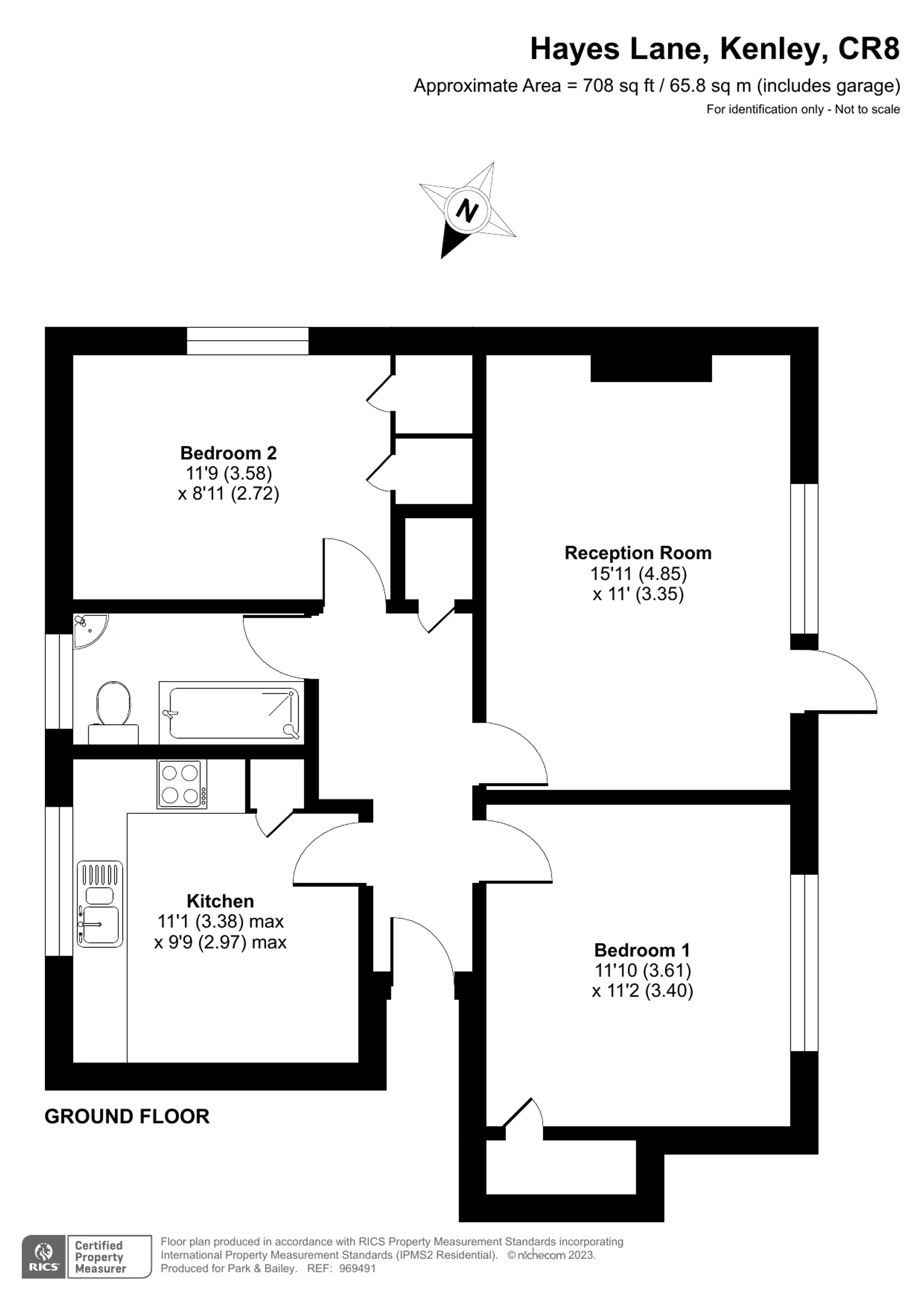 2 bed flat for sale in Hayes Lane, Kenley - Property floorplan