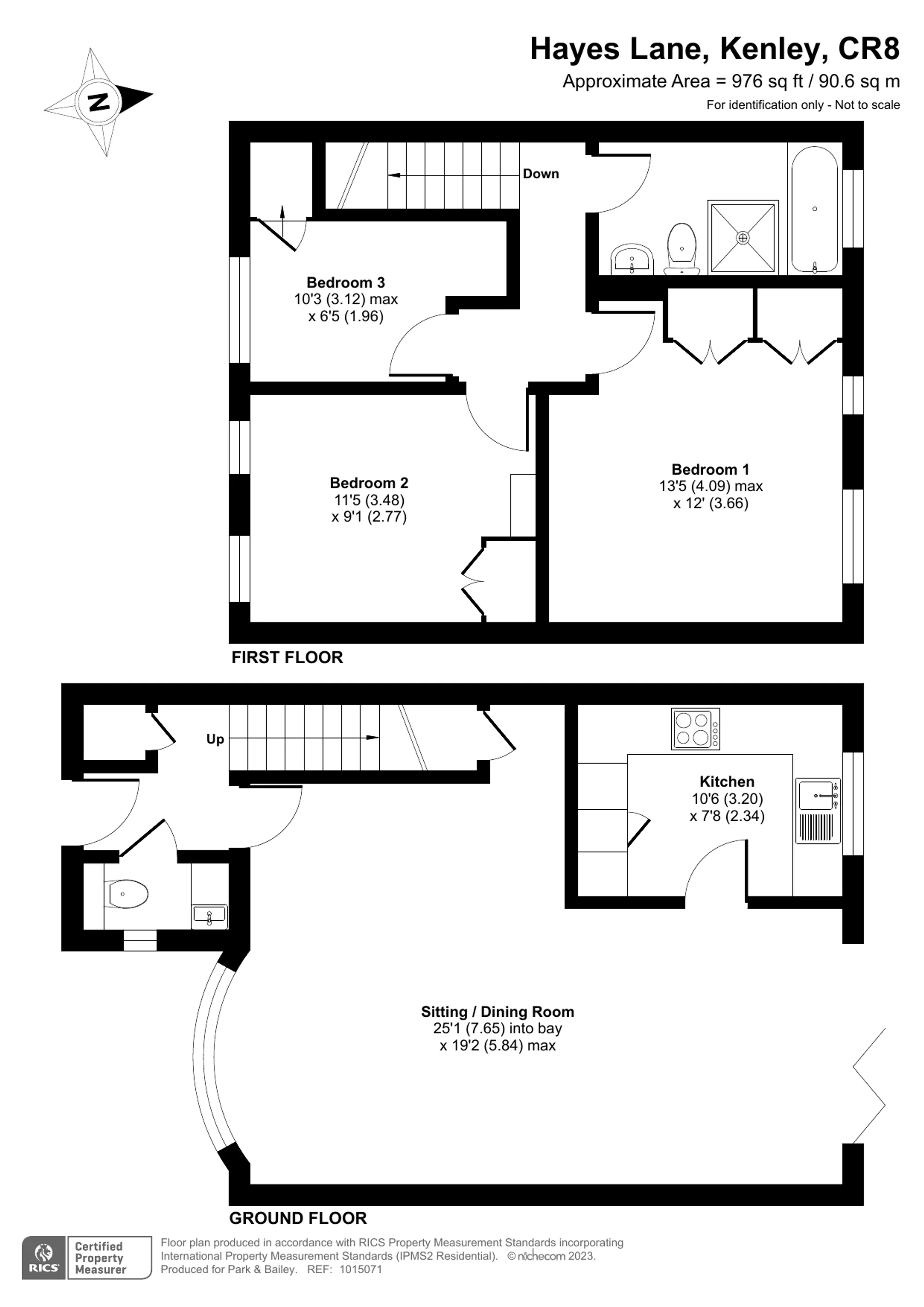 3 bed terraced house for sale in Hayes Lane, Kenley - Property floorplan