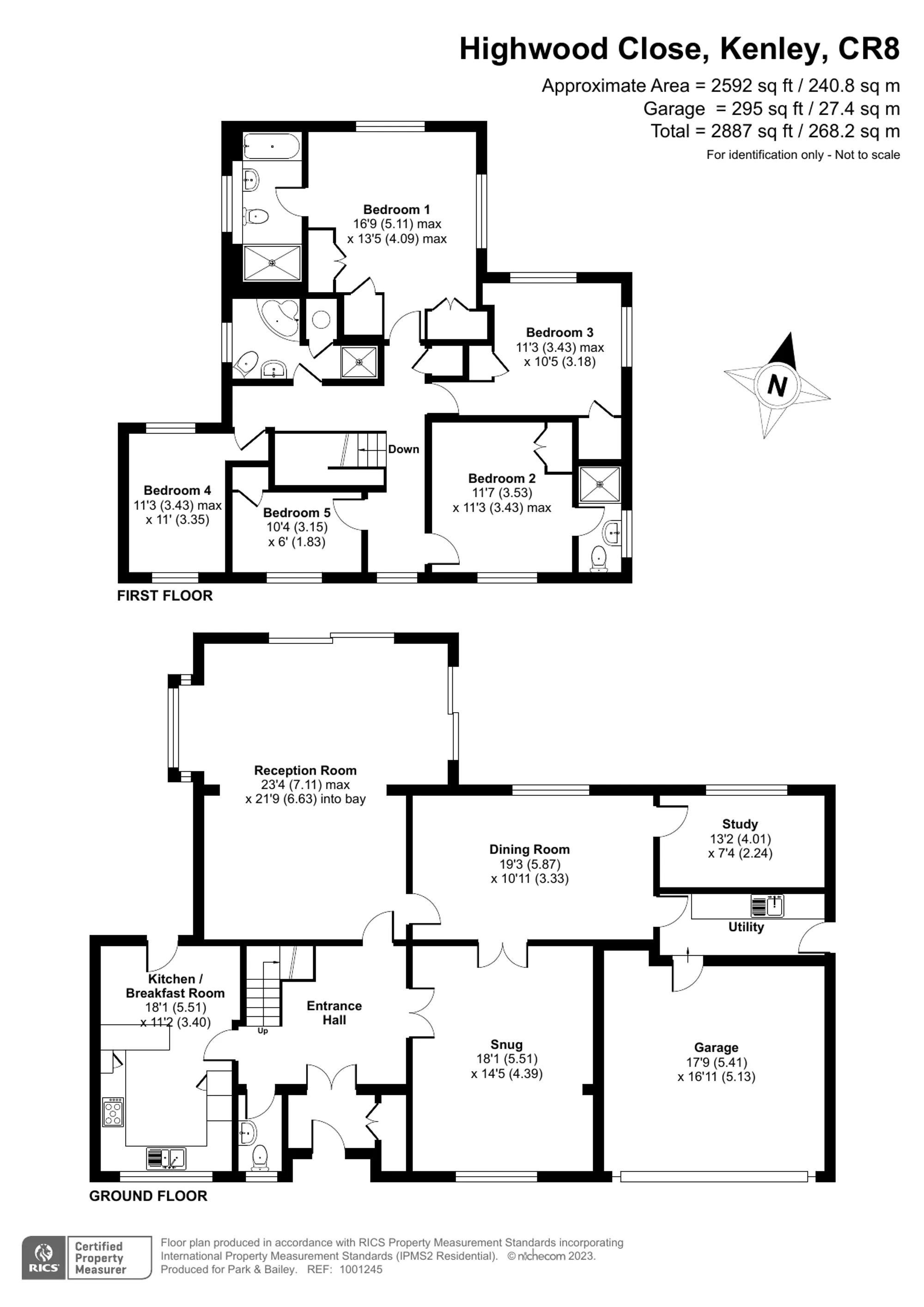 5 bed detached house for sale in Highwood Close, Kenley - Property floorplan