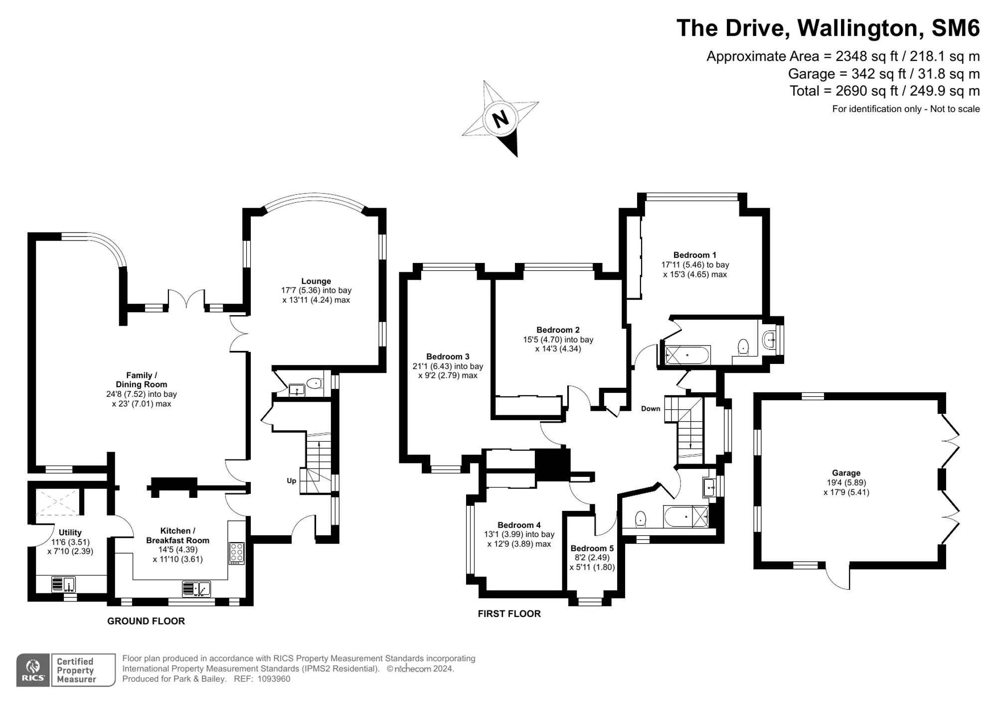 5 bed detached house for sale in The Drive, Wallington - Property floorplan