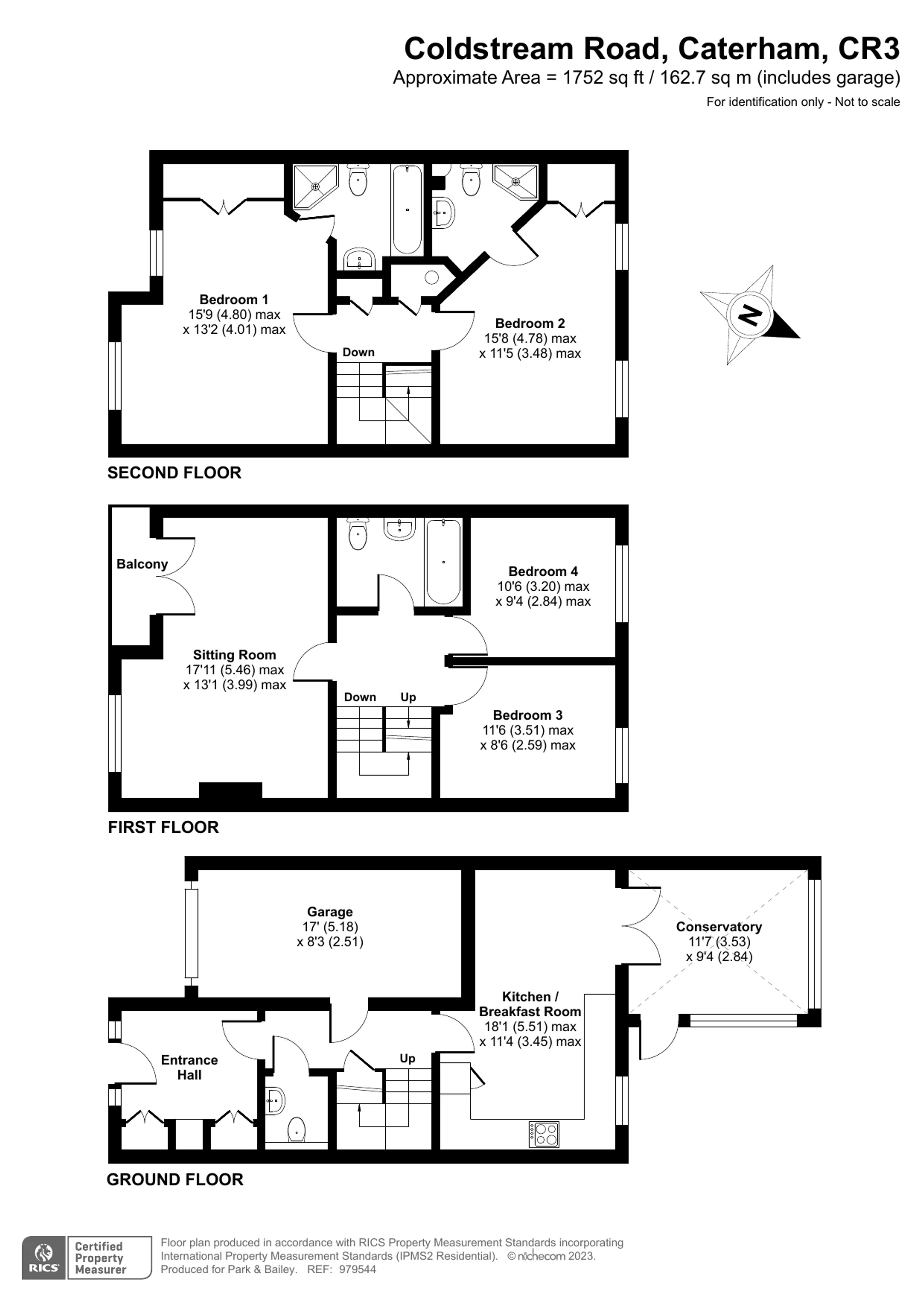 4 bed terraced house for sale in Coldstream Road, Caterham - Property floorplan