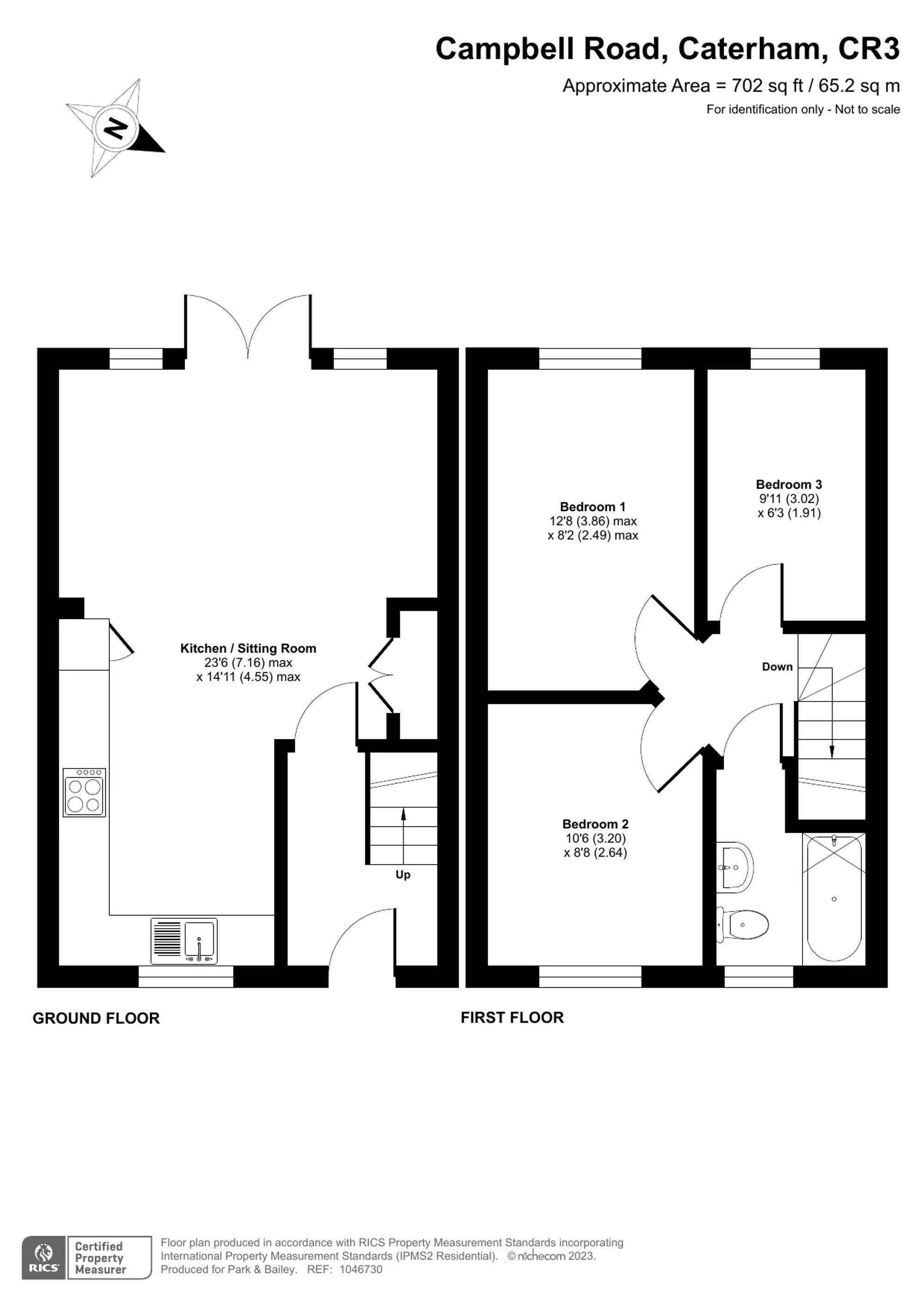 3 bed terraced house for sale in Campbell Road, Caterham - Property floorplan