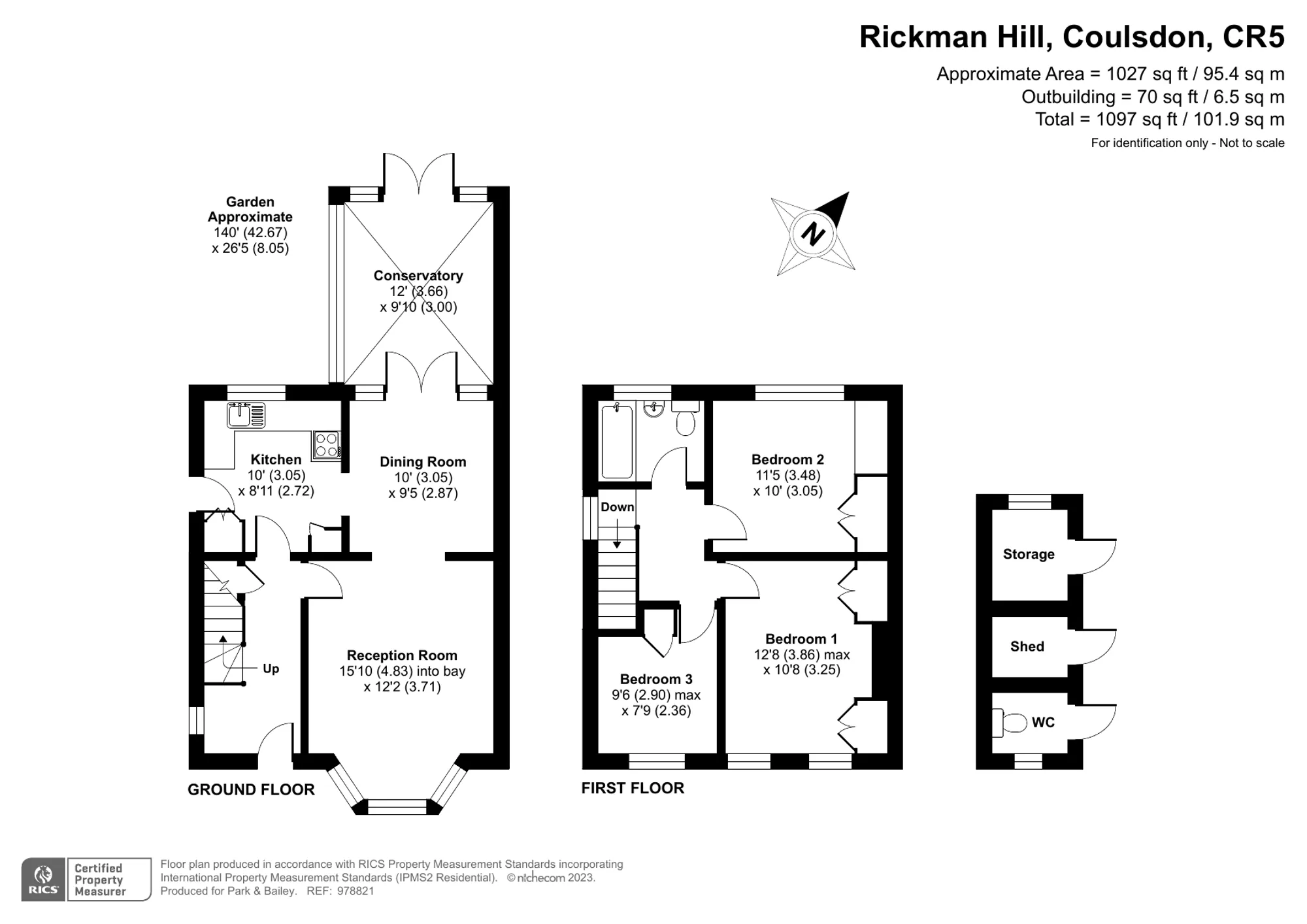 3 bed semi-detached house for sale in Rickman Hill, Coulsdon - Property floorplan