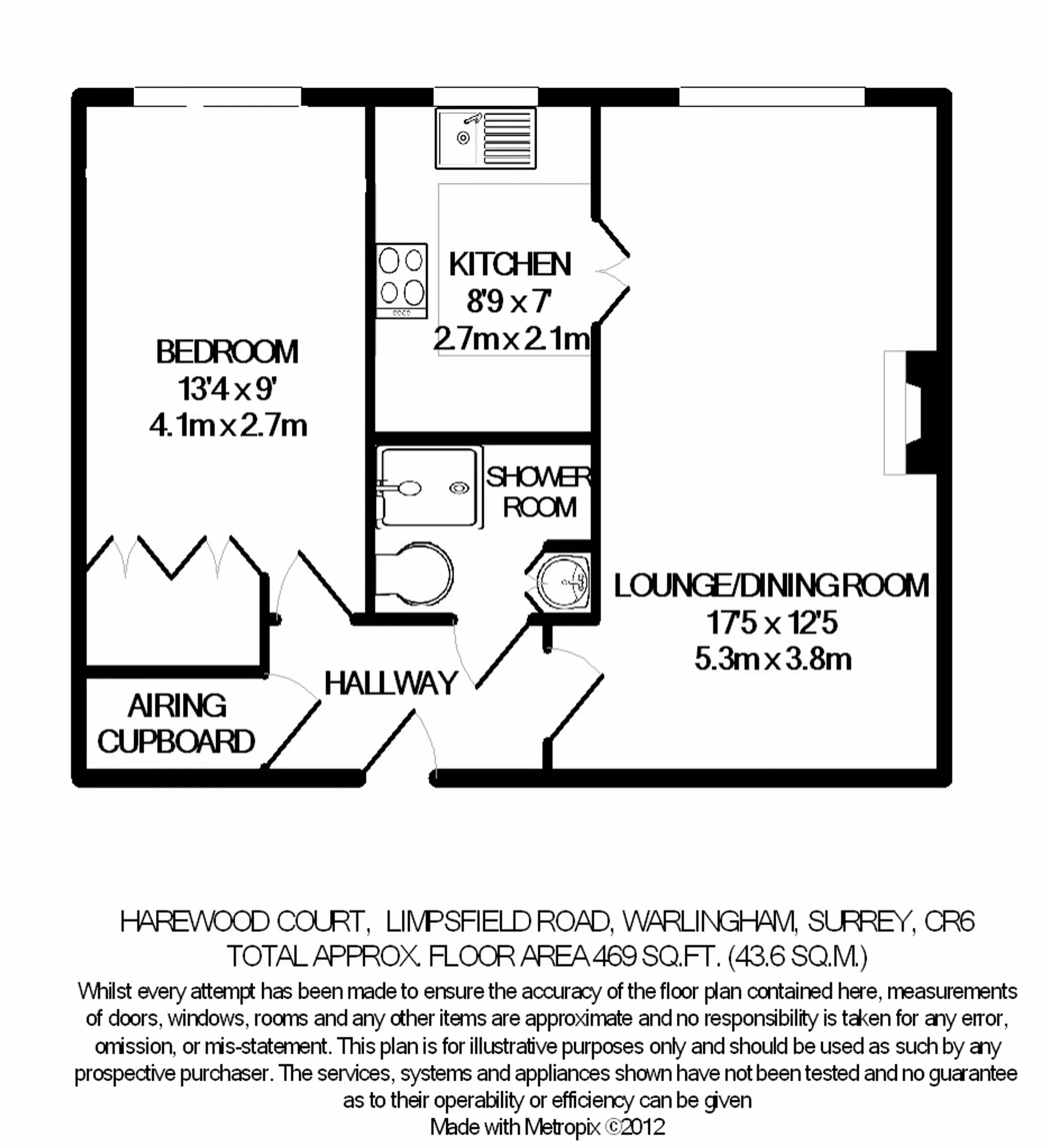 1 bed ground floor flat for sale in Limpsfield Road, Warlingham - Property floorplan