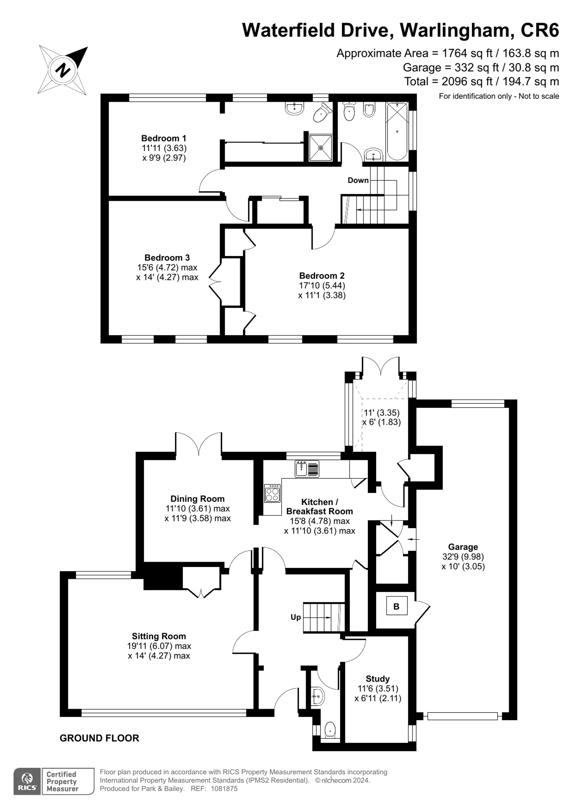 3 bed detached house for sale in Waterfield Drive, Warlingham - Property floorplan