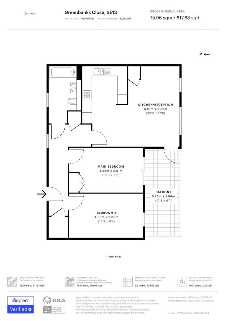 2 bed flat to rent in Greenbanks Close, London - Property floorplan