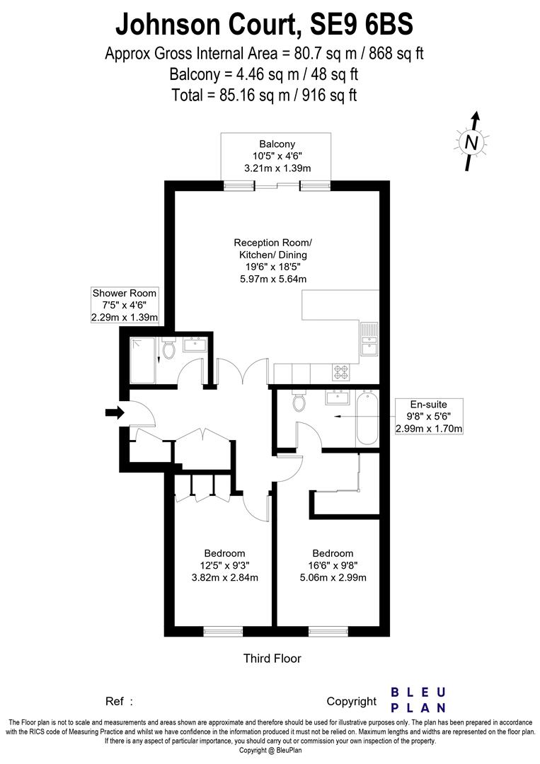 2 bed apartment for sale in Meadowside, London - Property floorplan