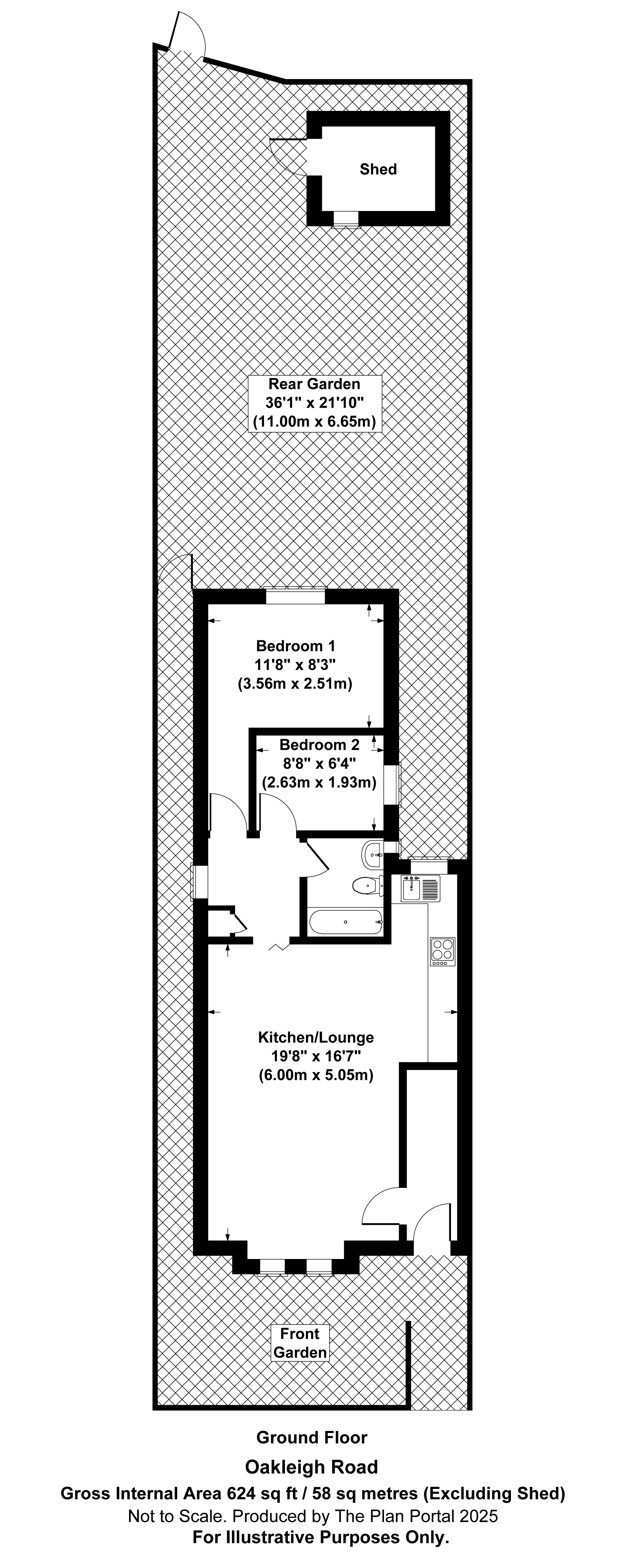 2 bed ground floor flat for sale in Oakleigh Road South, New Southgate - Property Floorplan
