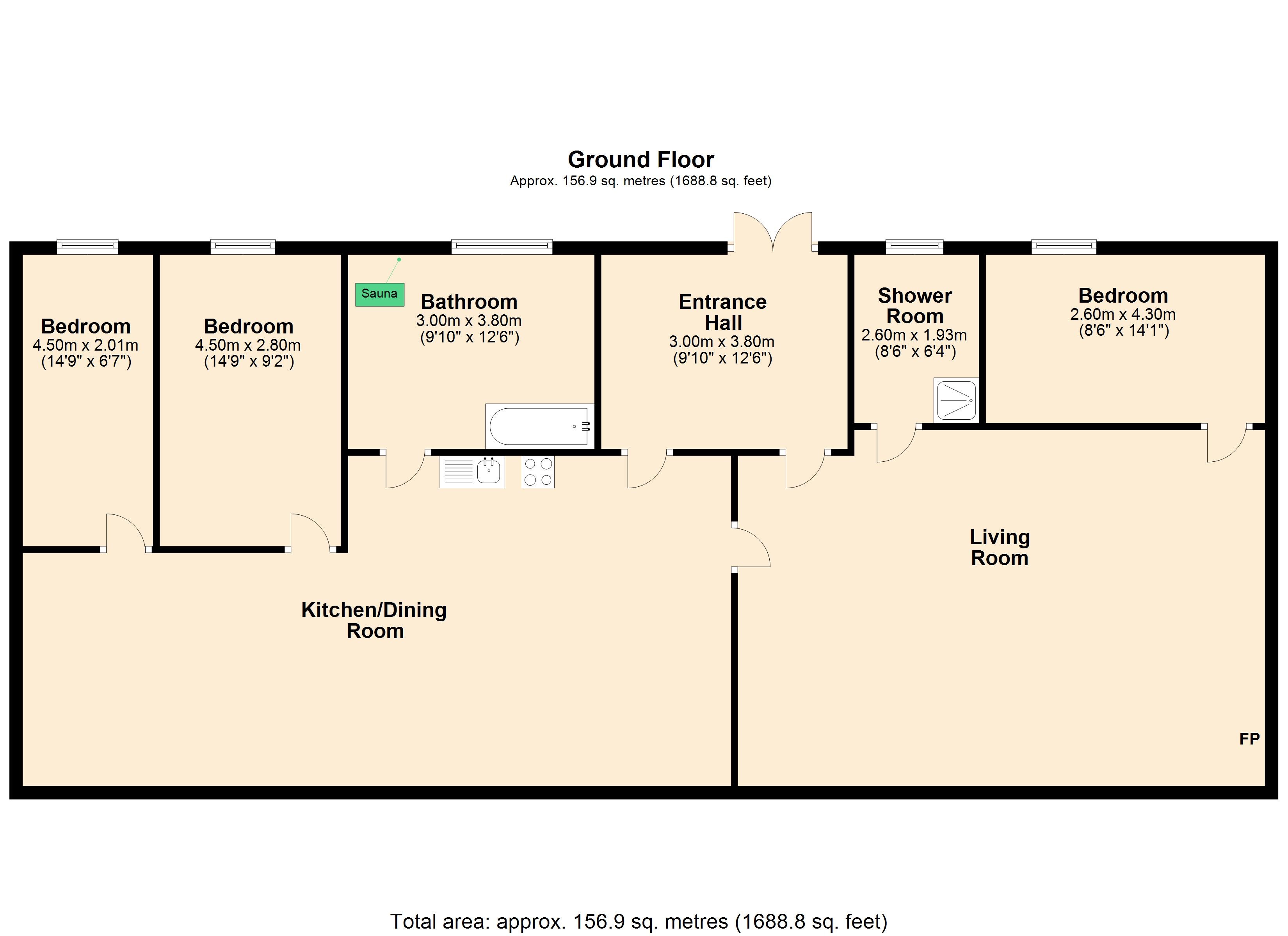 3 bed semi-detached bungalow for sale in Dre-Fach Felindre, Llandysul - Property Floorplan