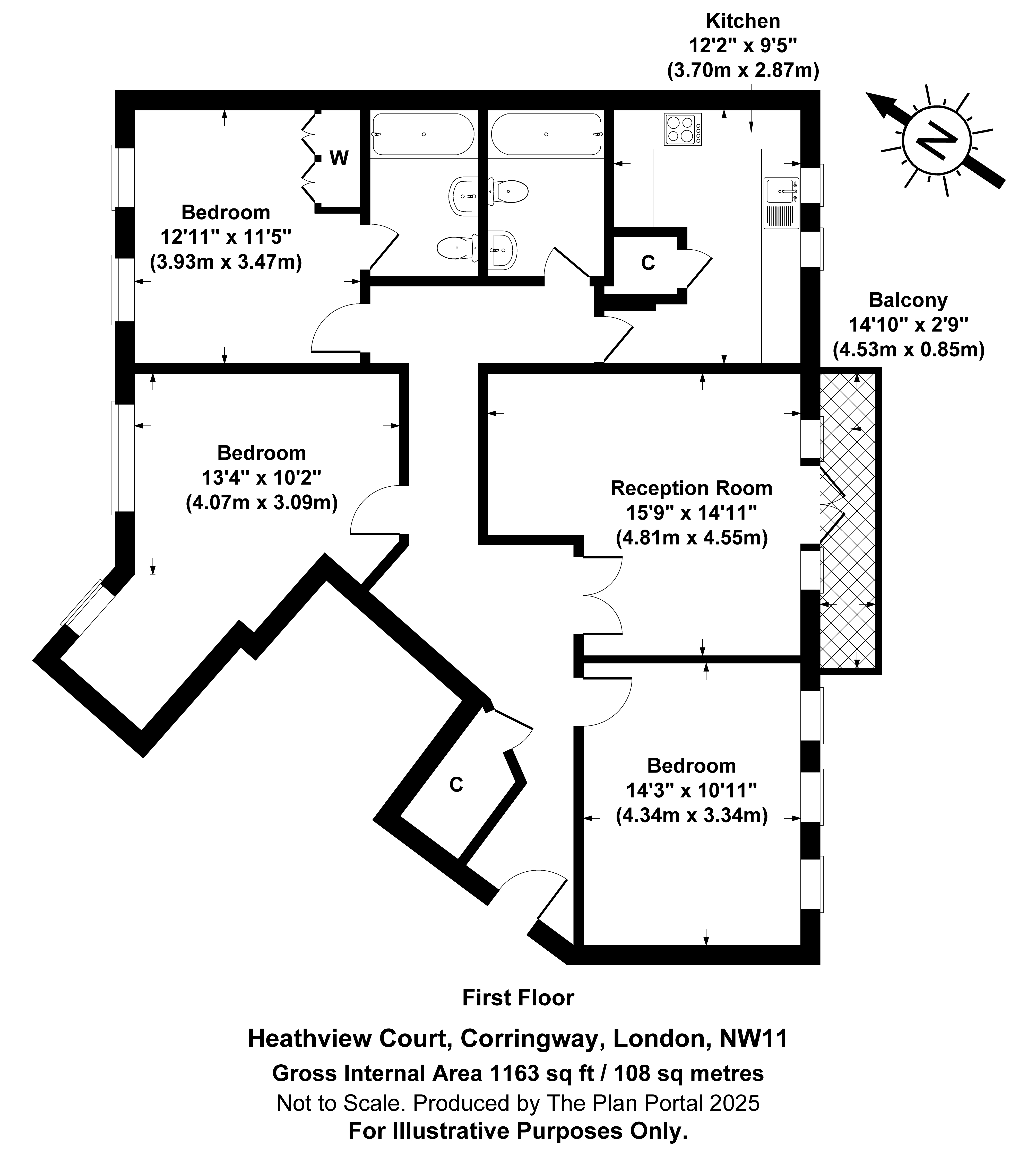 3 bed apartment for sale in Corringway, London - Property Floorplan