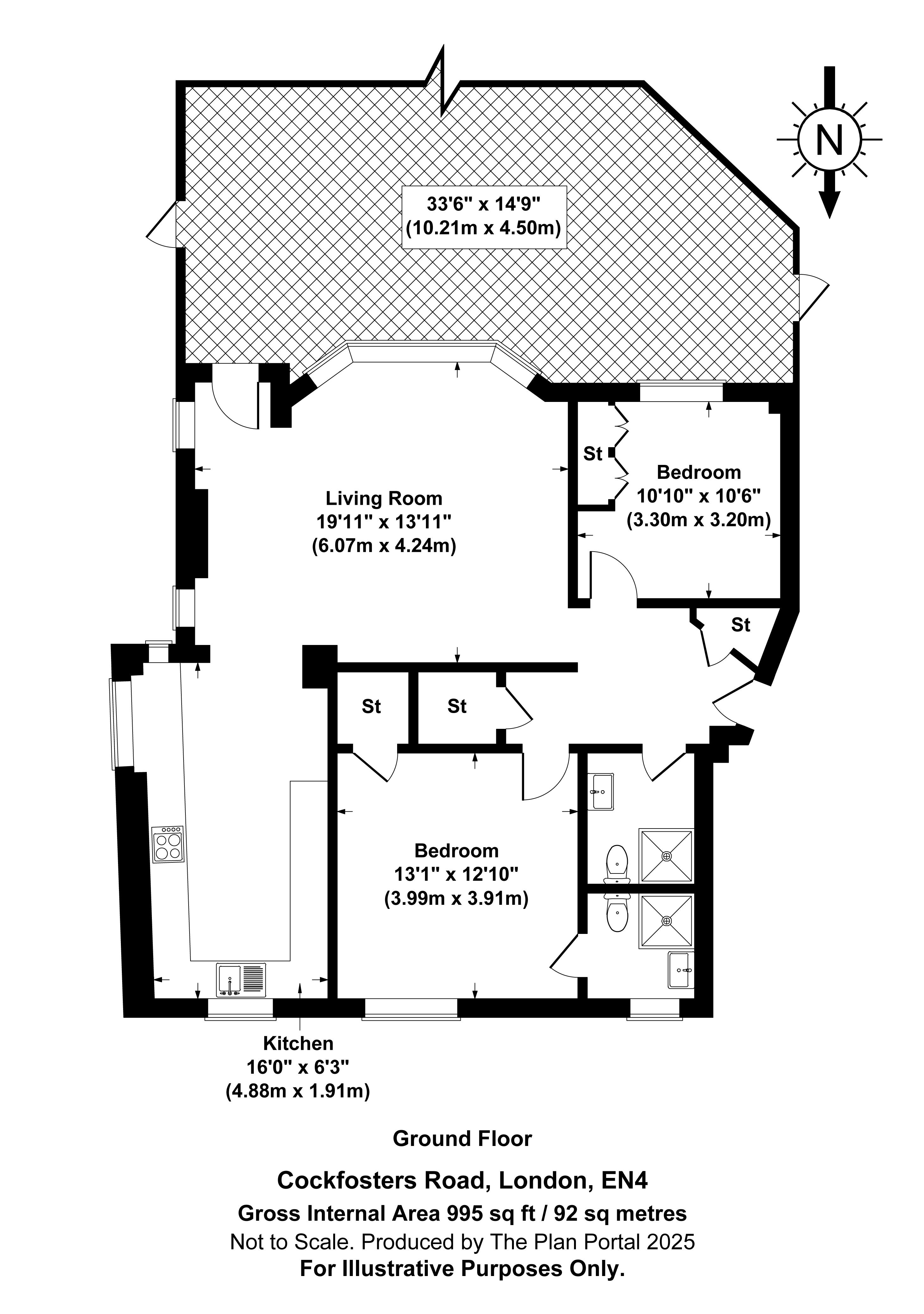 2 bed ground floor flat for sale in Cockfosters Road, Barnet - Property Floorplan
