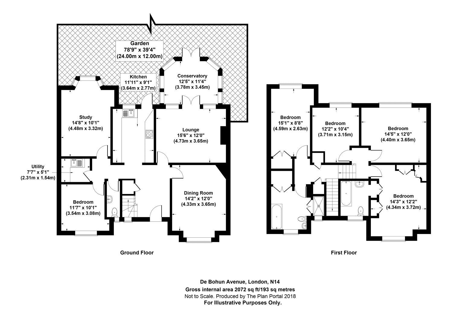 5 bed house for sale in De Bohun Avenue, Southgate - Property Floorplan