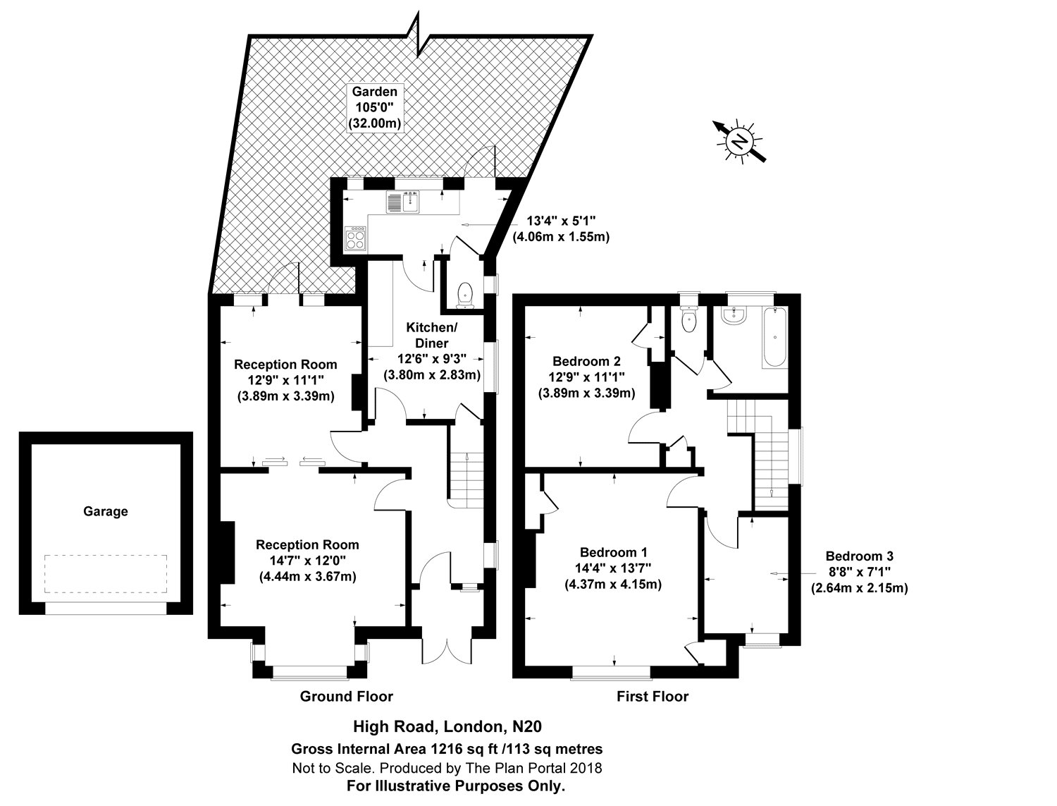 3 bed house for sale in High Road, Whetstone - Property Floorplan