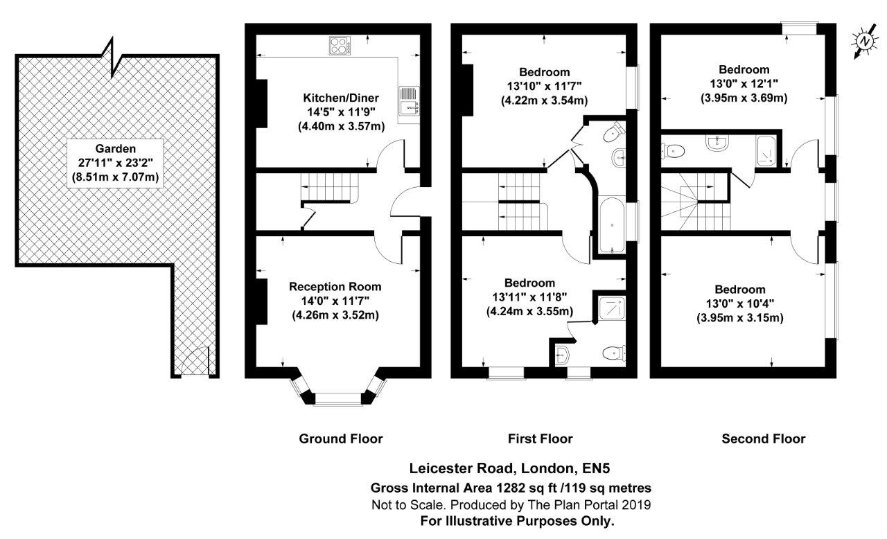 4 bed house to rent in Leicester Road, New Barnet - Property Floorplan