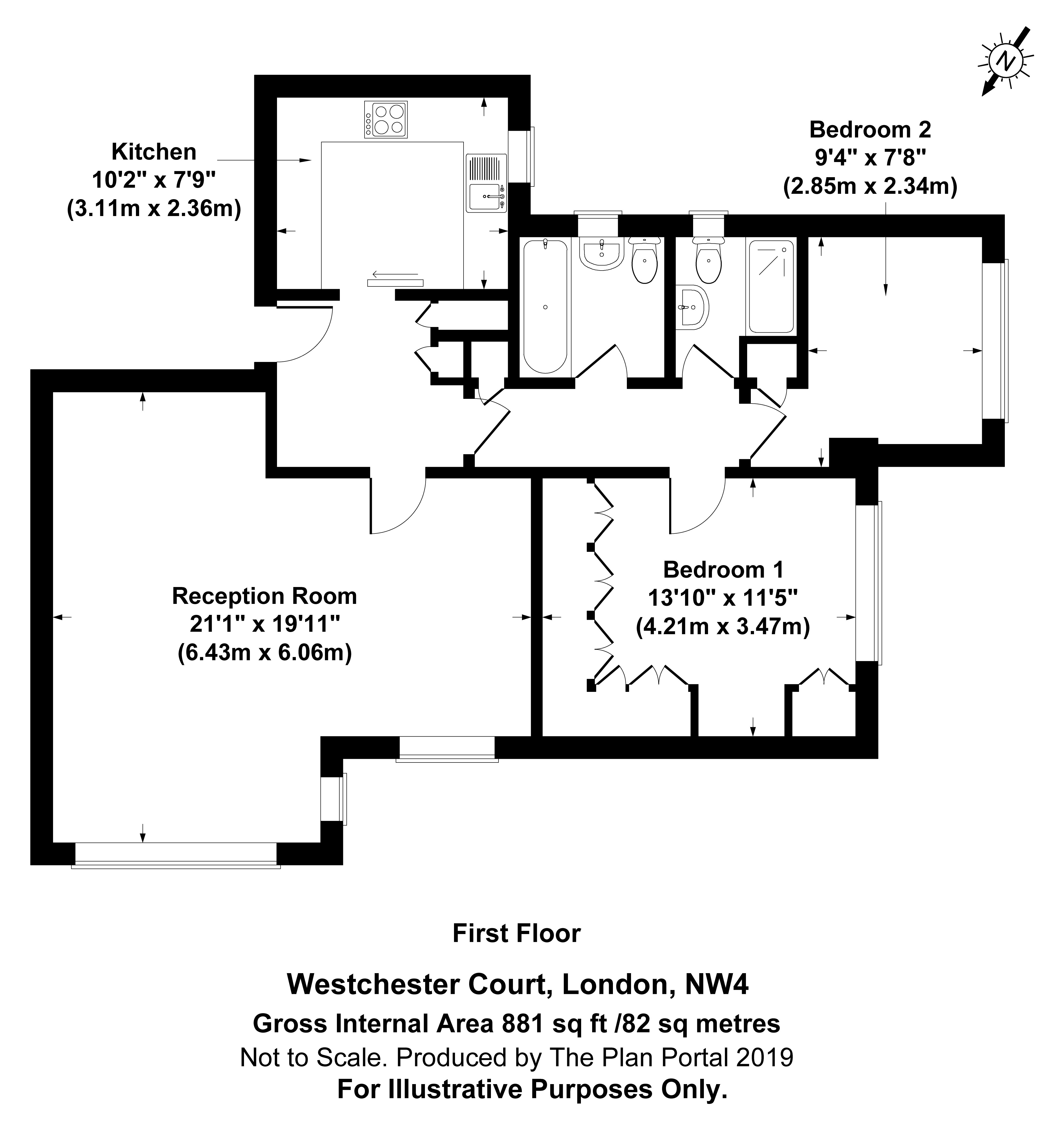 2 bed apartment for sale in Westchester Drive, Hendon - Property Floorplan