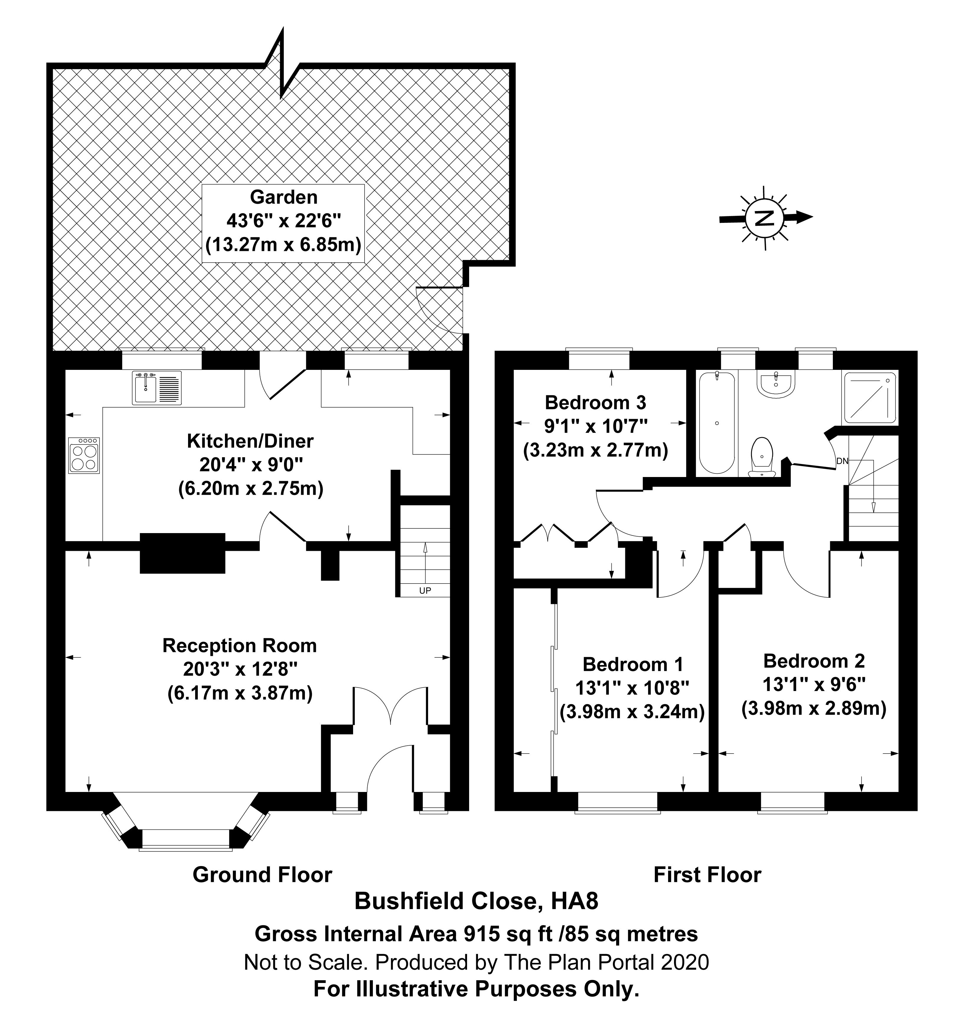 3 bed house for sale in Bushfield Close, Edgware - Property Floorplan