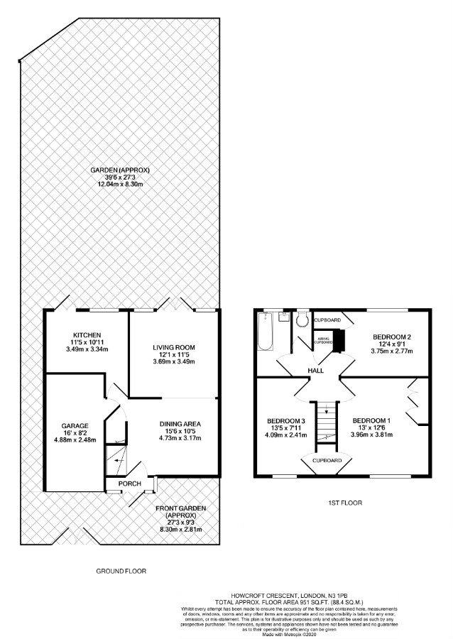 3 bed house for sale in Howcroft Crescent, West Finchley - Property Floorplan
