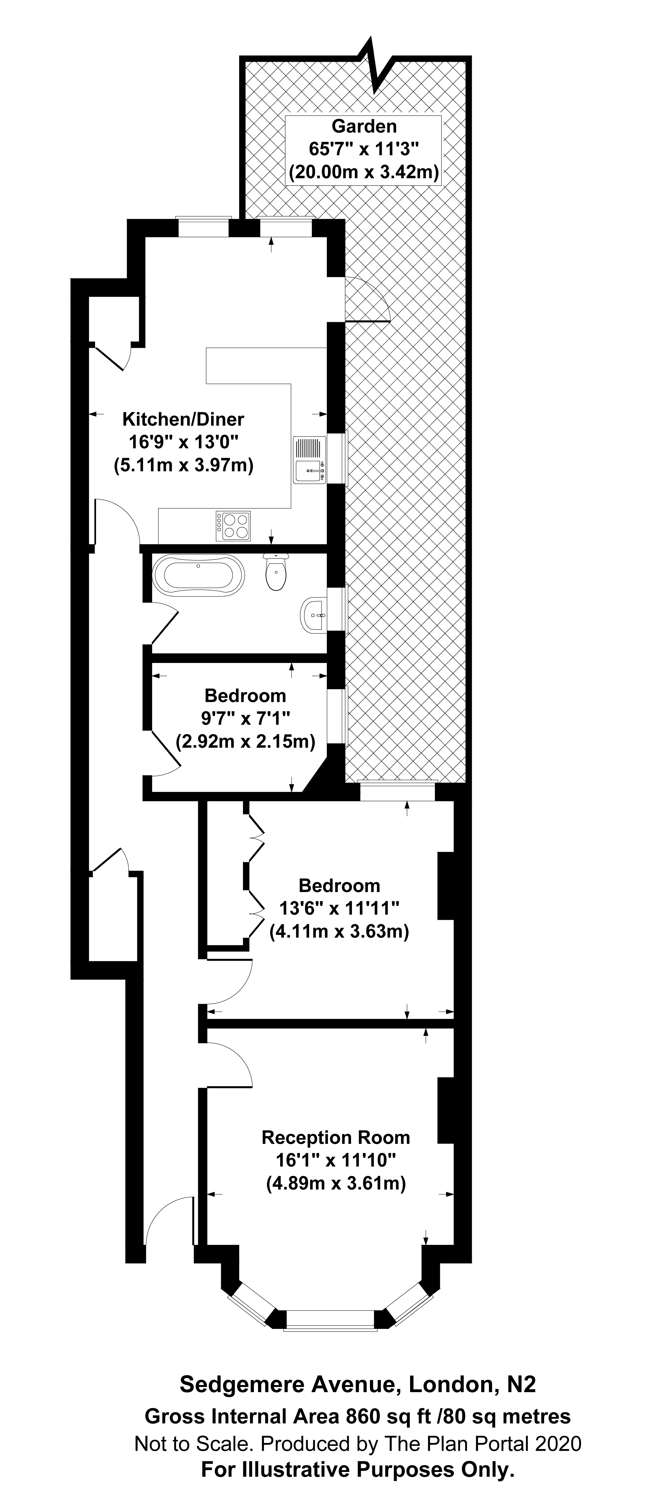 2 bed maisonette for sale in Sedgemere Avenue, East Finchley - Property Floorplan