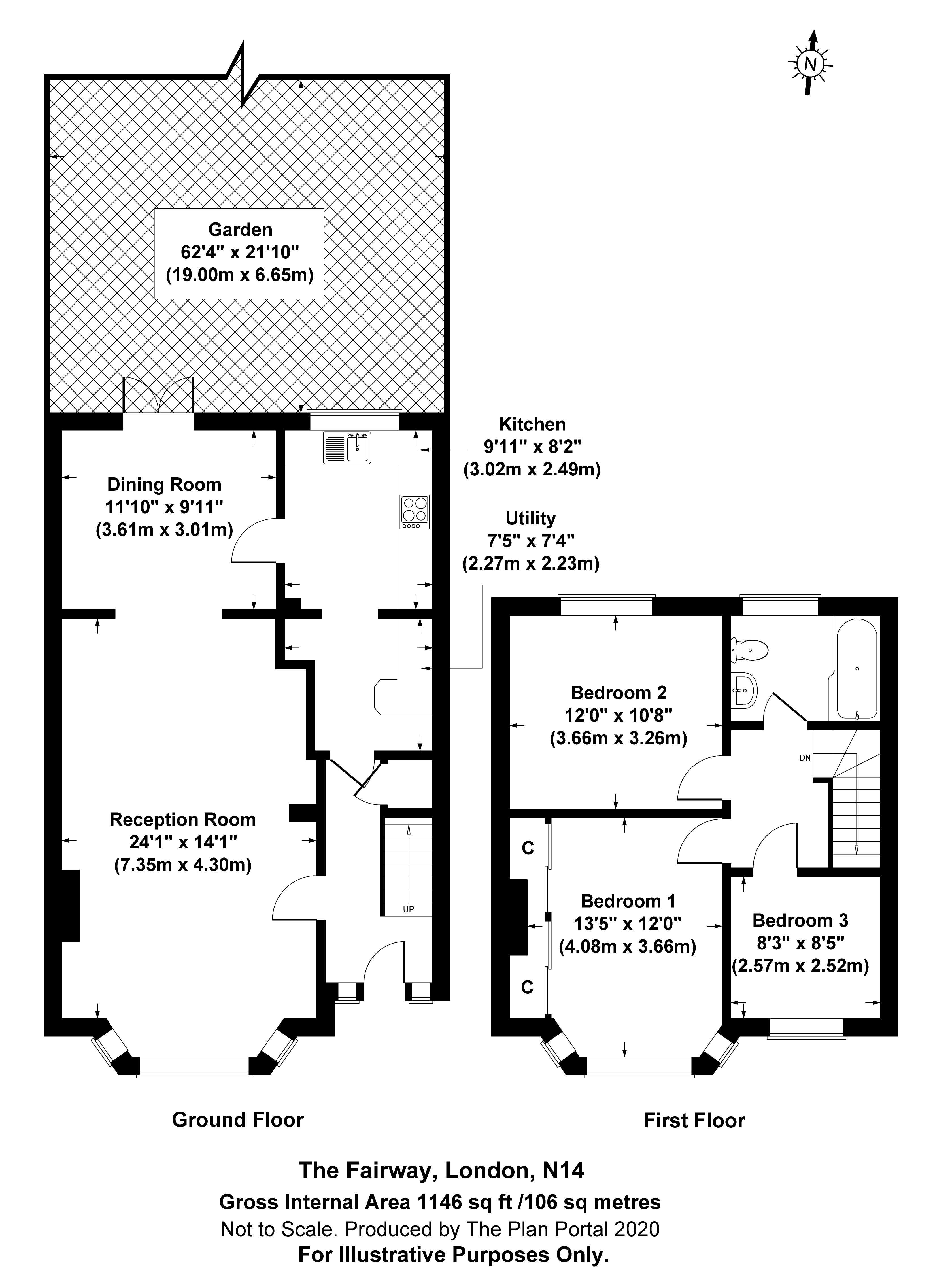 3 bed house for sale in The Fairway, Southgate - Property Floorplan