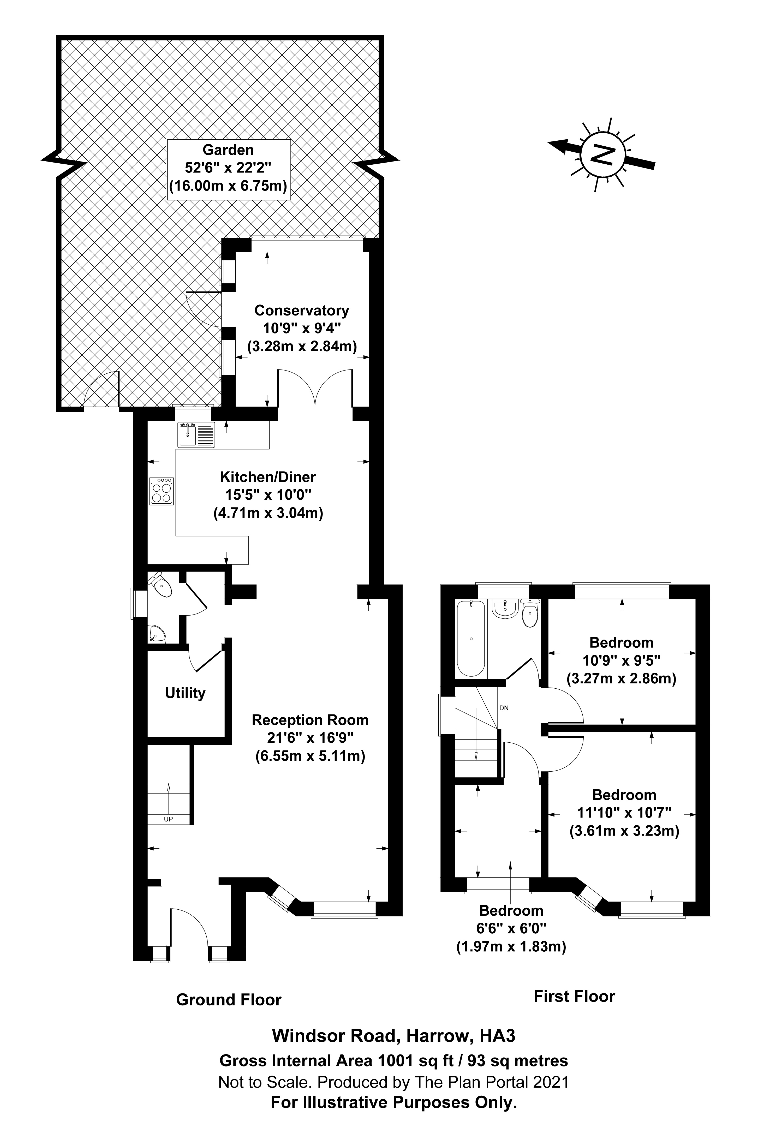 3 bed house for sale in Windsor Road, Harrow - Property Floorplan