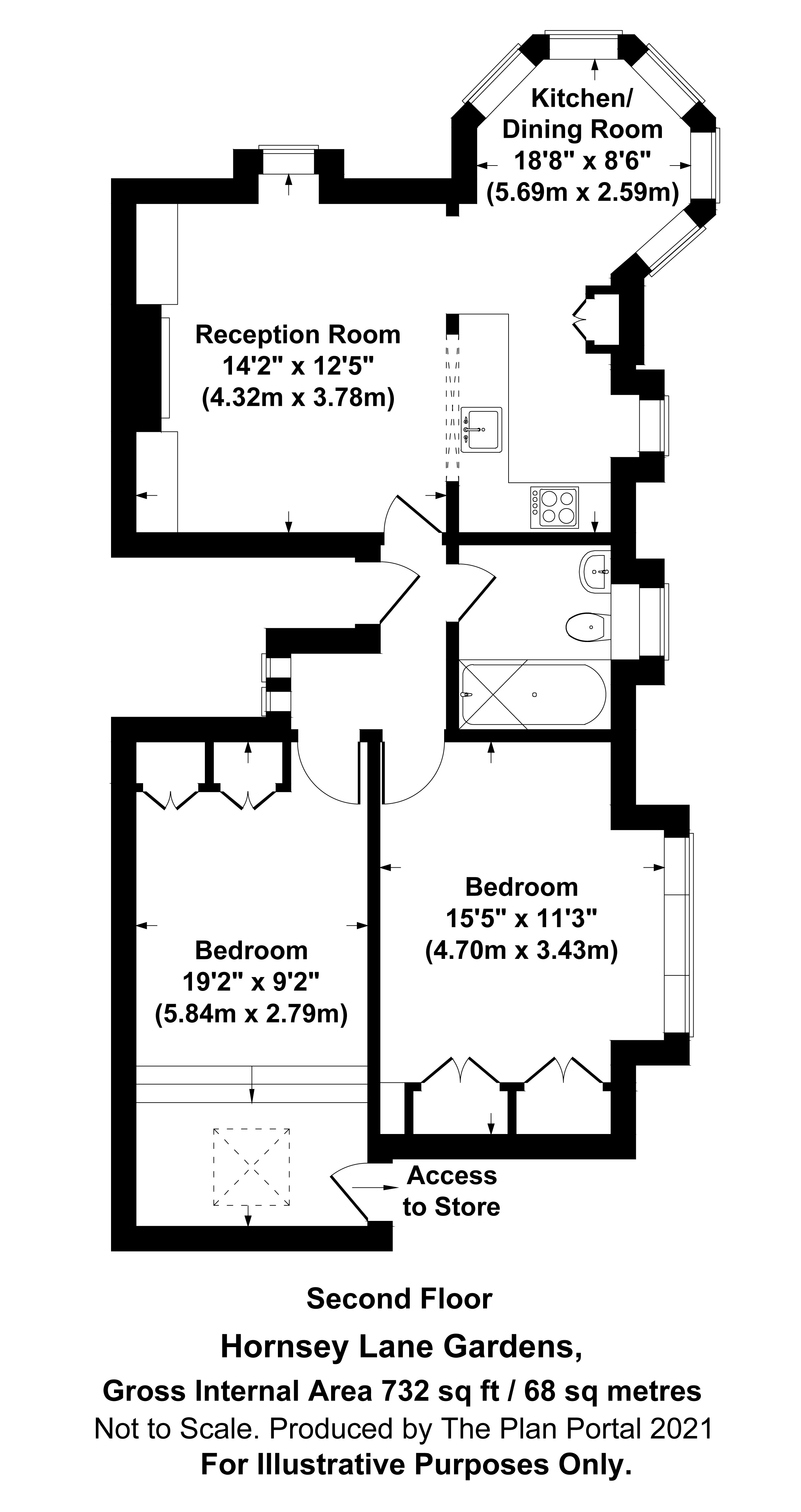 2 bed apartment for sale in Hornsey Lane Gardens, Highgate - Property Floorplan