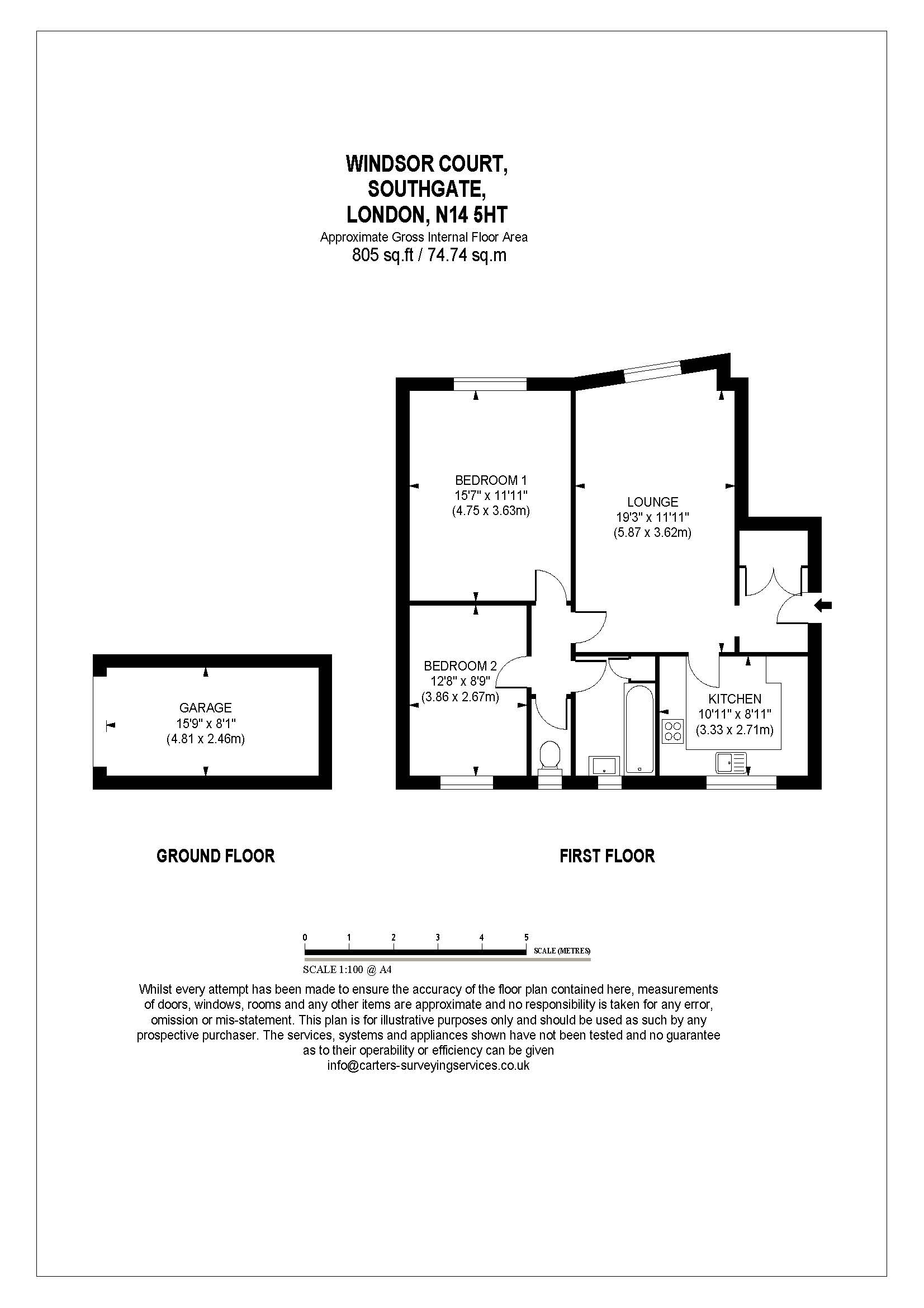 2 bed apartment for sale in Chase Side (Nursey Road), Southgate - Property Floorplan