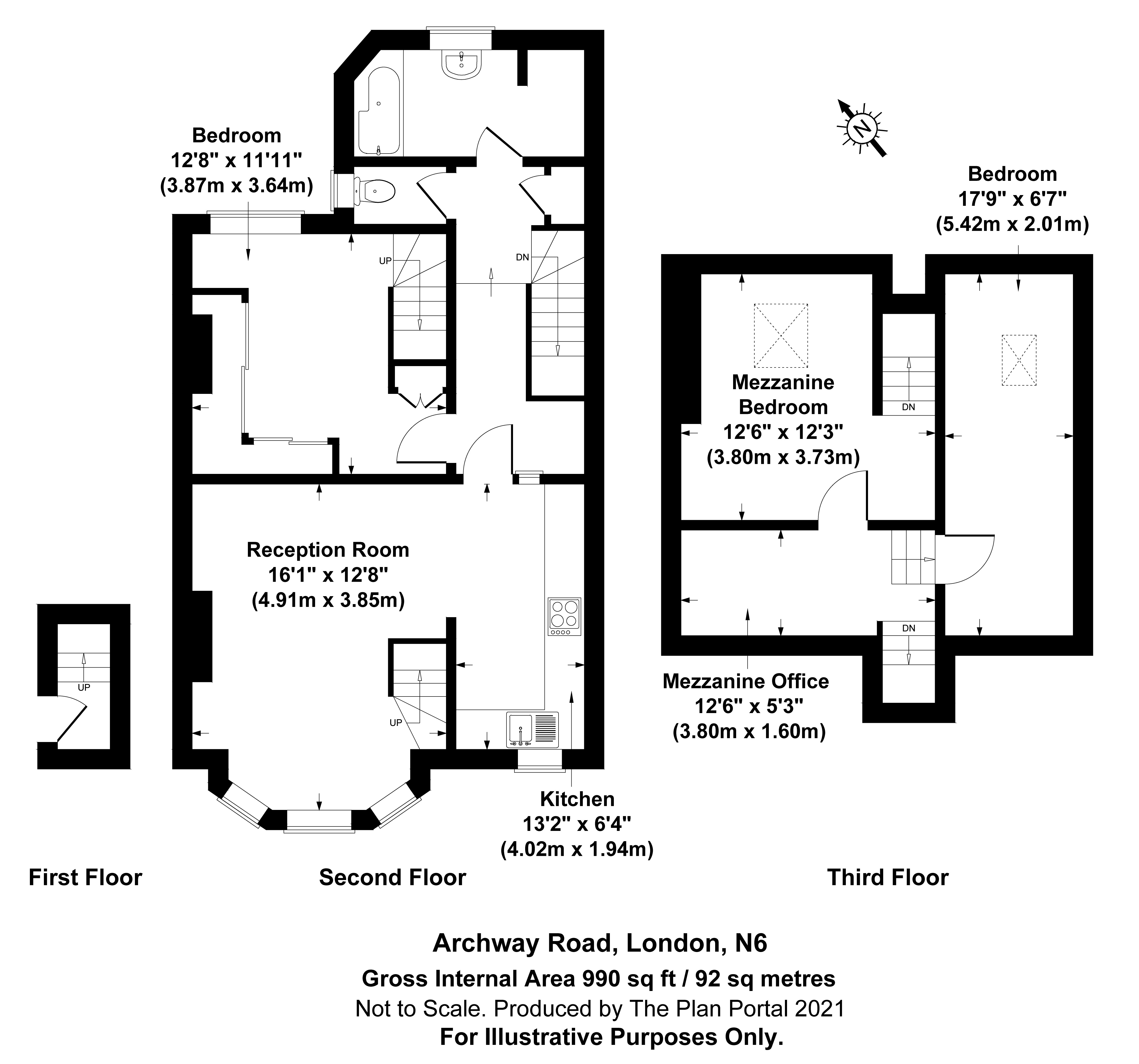 2 bed apartment for sale in Archway Road, Highgate - Property Floorplan