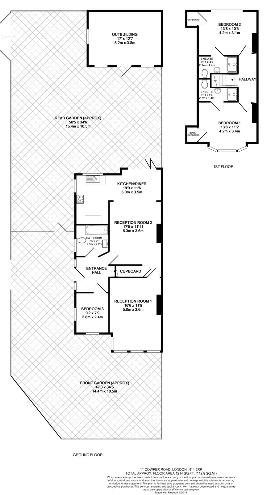 3 bed house for sale in Cowper Road, Southgate - Property Floorplan