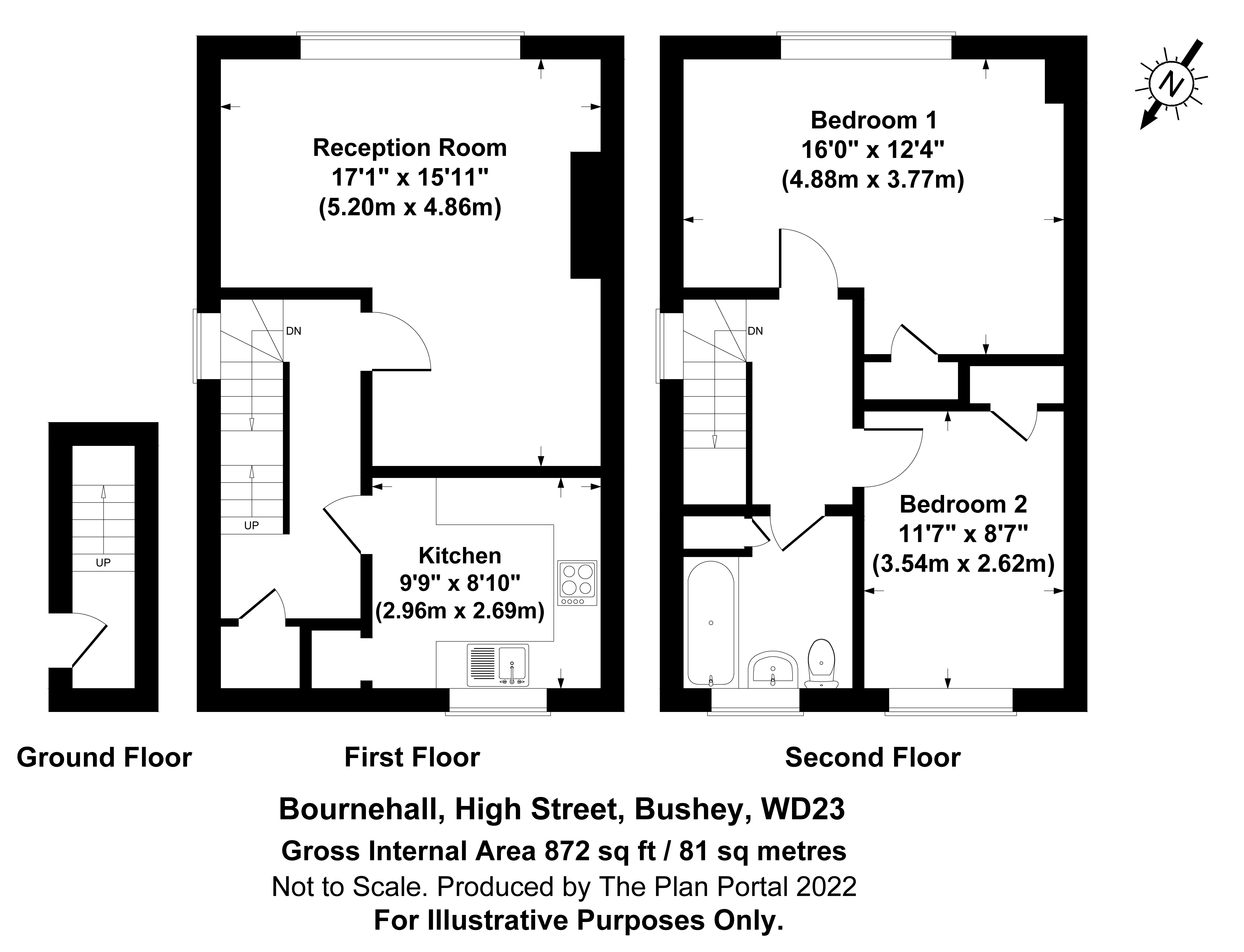 2 bed maisonette to rent in High Street, Bushey - Property Floorplan