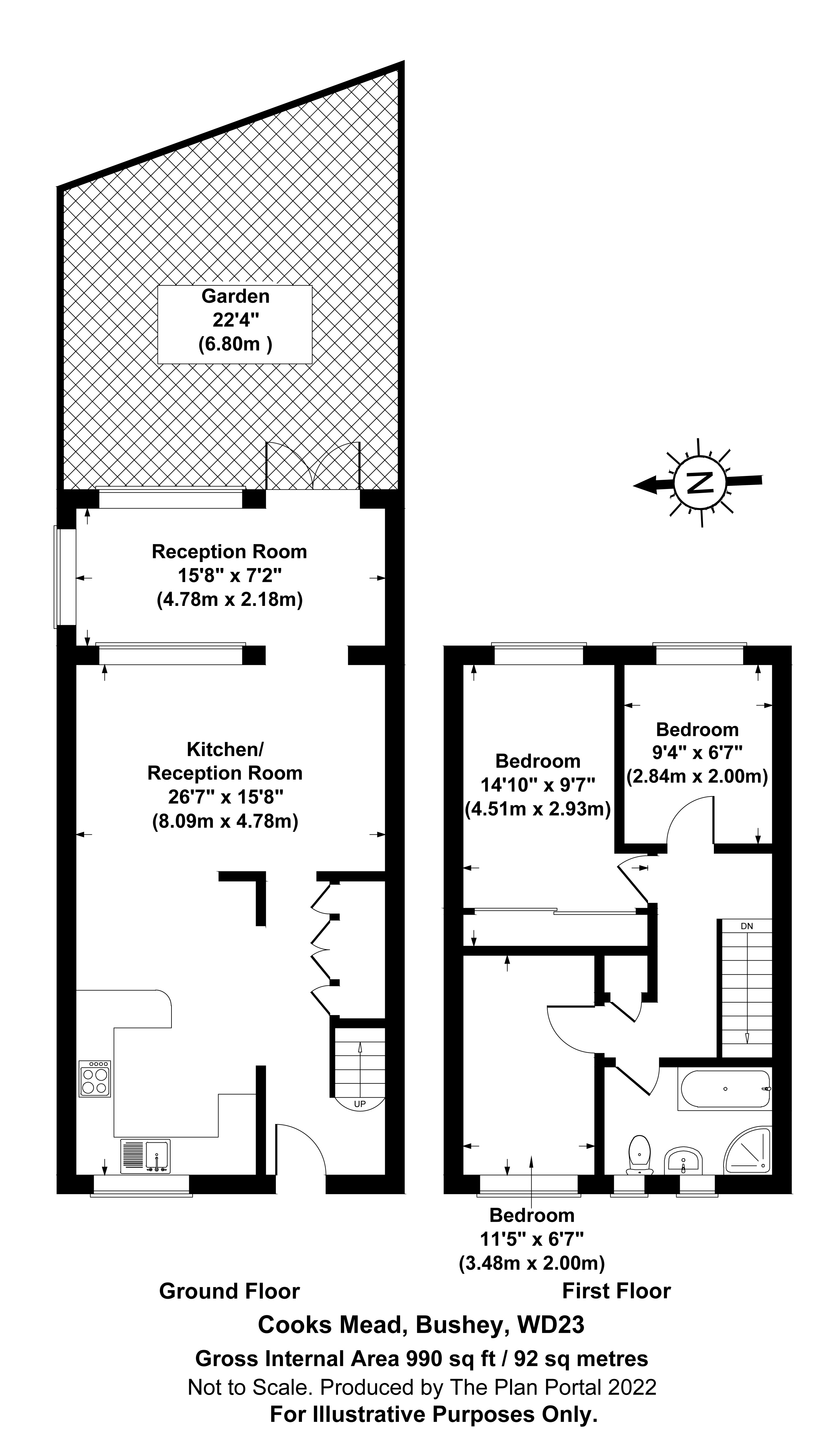 3 bed house to rent in Cooks Mead, Bushey - Property Floorplan