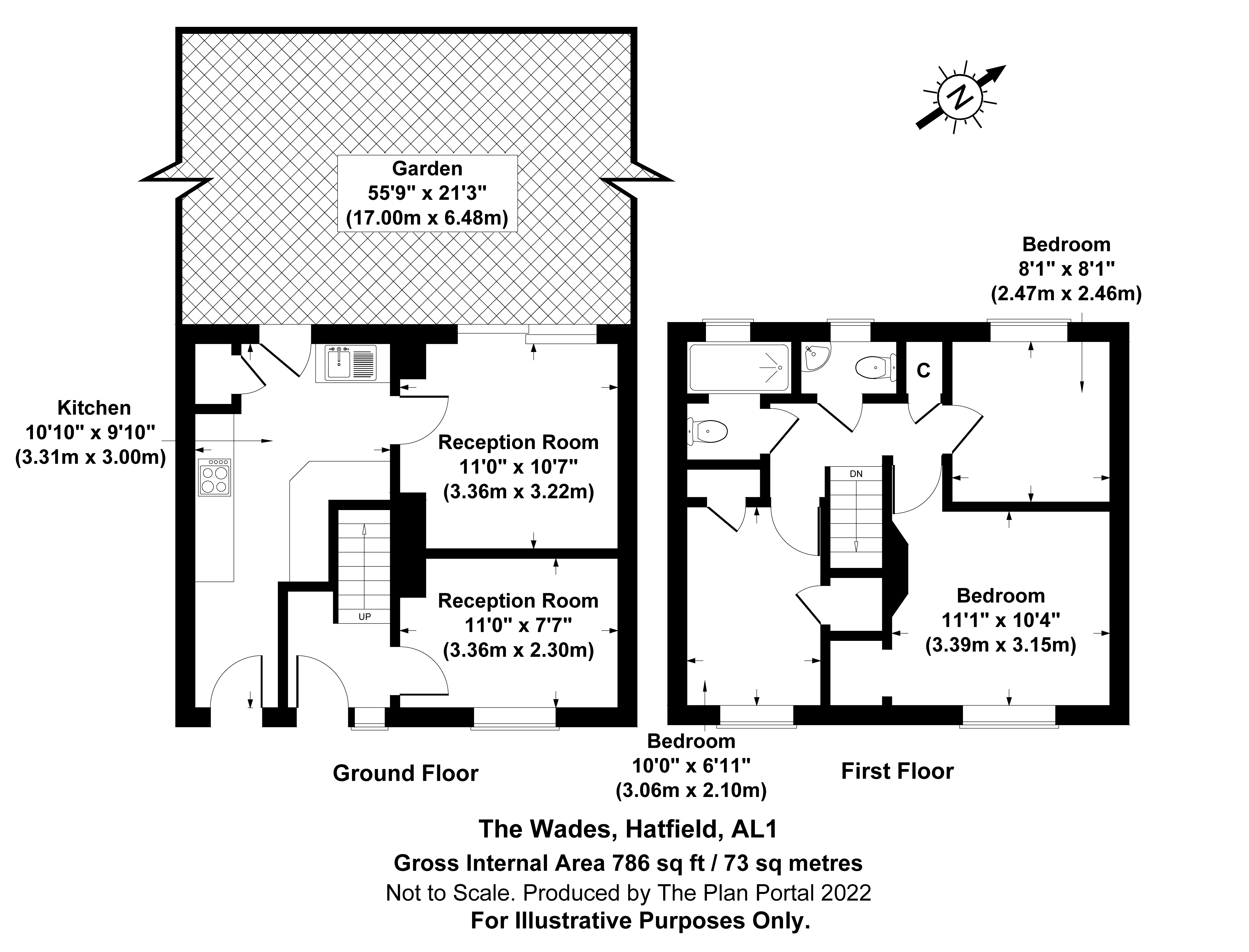 3 bed house to rent in The Wades, Hatfield - Property Floorplan